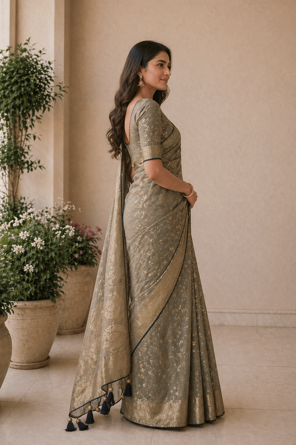 Jasleen - Tissue Embroidery Saree