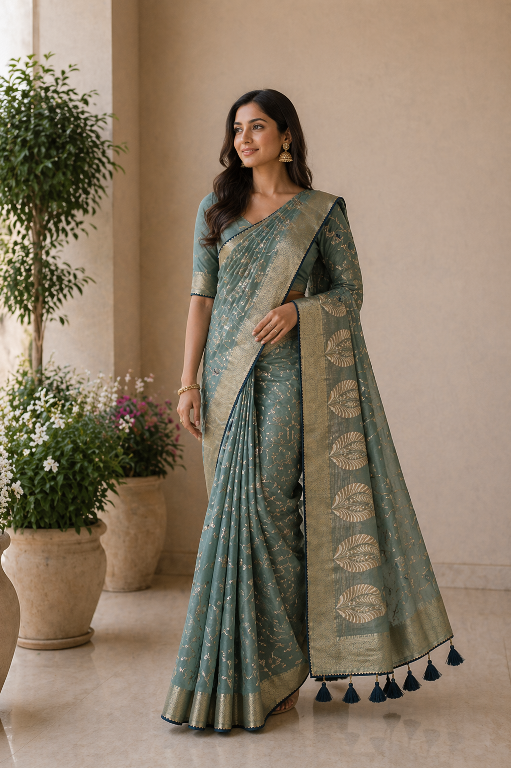 Jasleen - Tissue Embroidery Saree