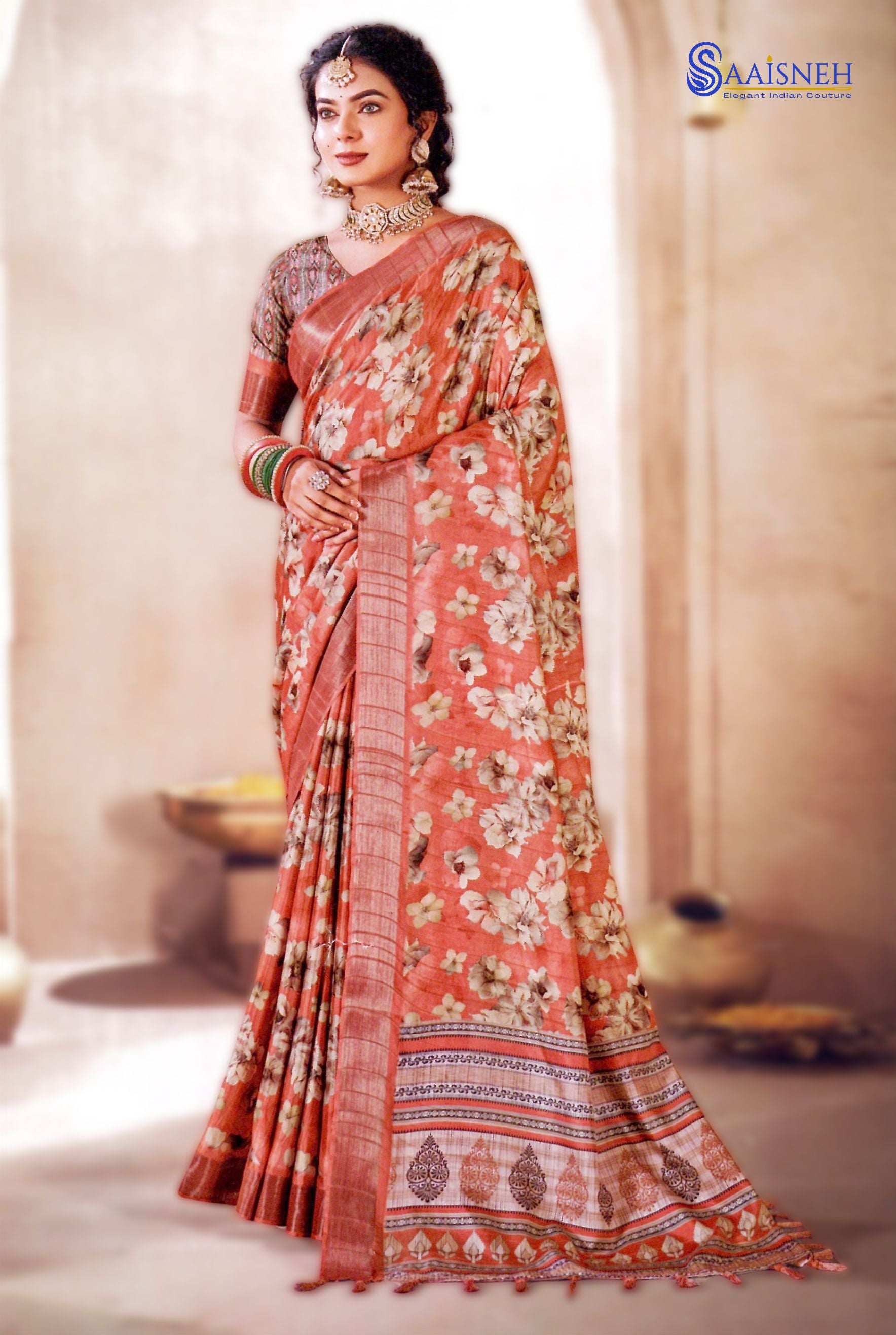 Aaradhya - Semi Silk Printed Saree
