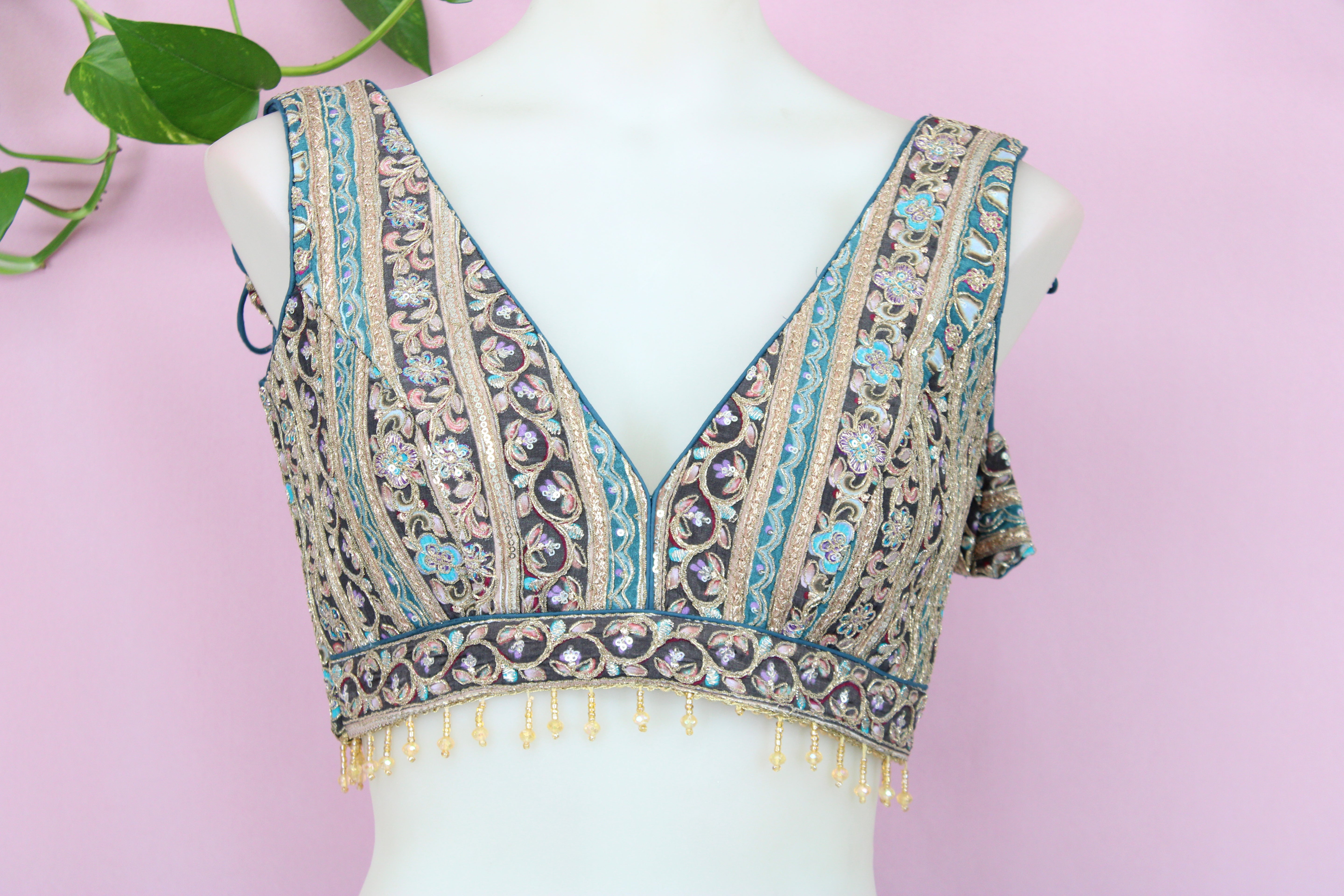 Amber - Georgette Embroidered Designer Sleeveless Princess Cut Blouse