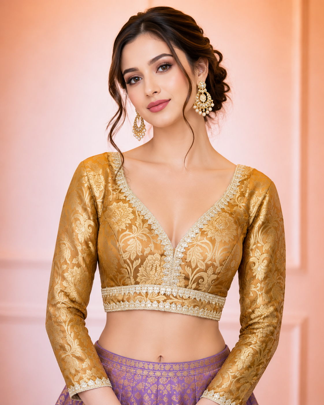 Amrita - Banarasi Silk Brocade Full Sleeves Padded Princess Cut Blouse