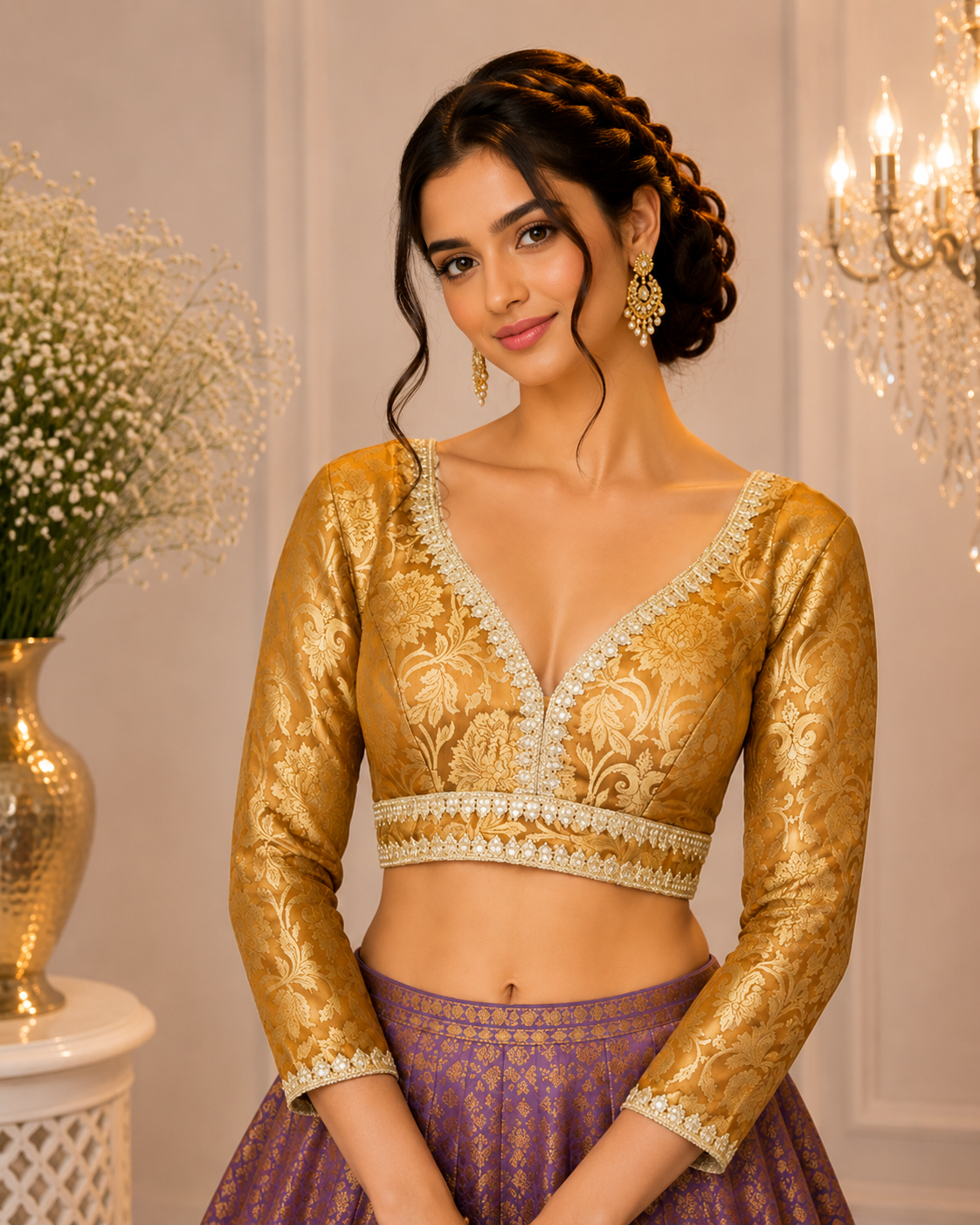 Amrita - Banarasi Silk Brocade Full Sleeves Padded Princess Cut Blouse