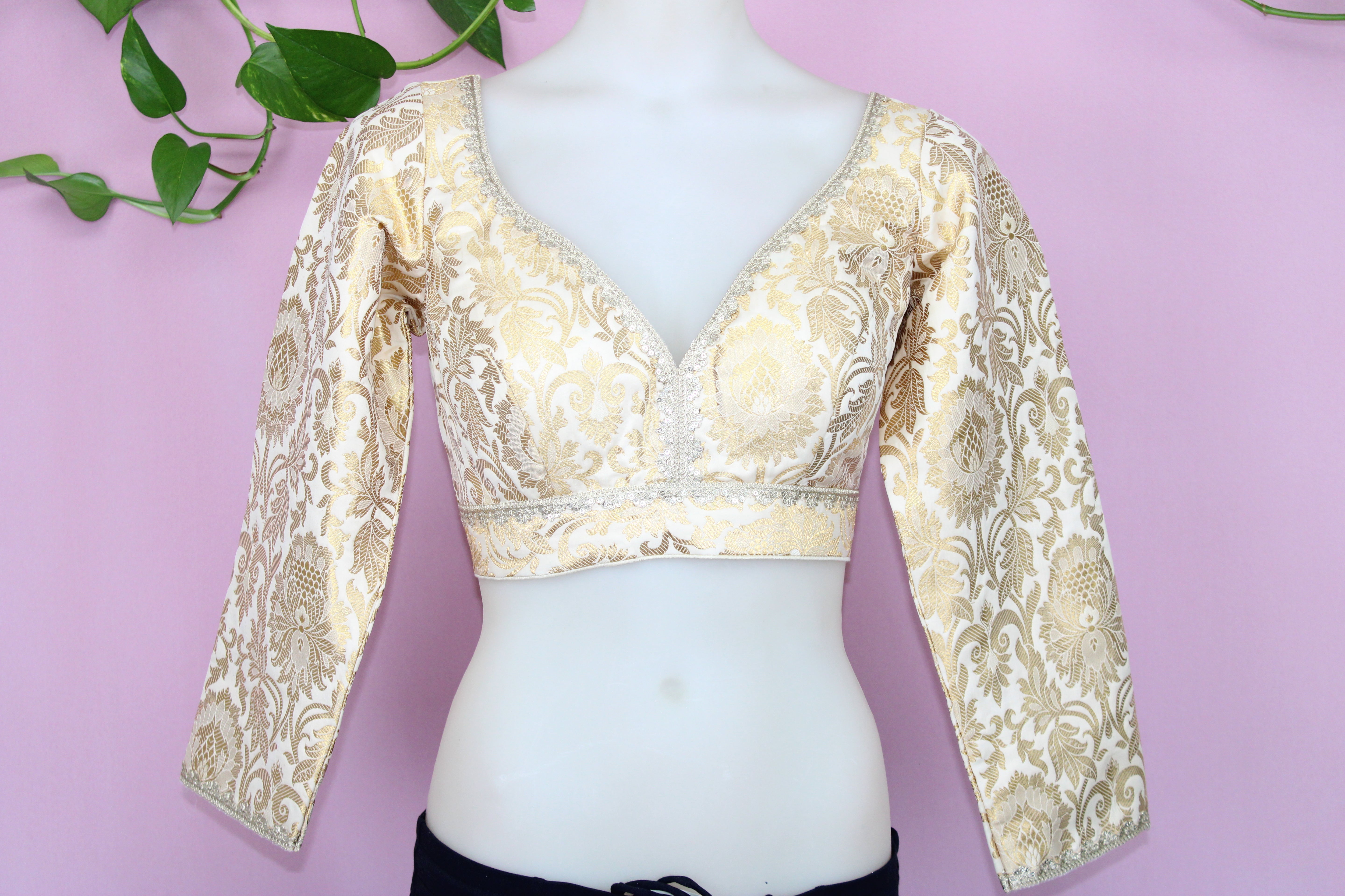 Amrita - Banarasi Silk Brocade Full Sleeves Padded Princess Cut Blouse