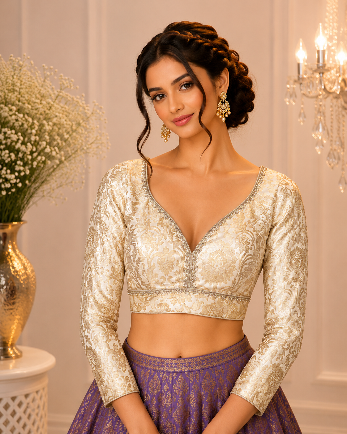 Amrita - Banarasi Silk Brocade Full Sleeves Padded Princess Cut Blouse