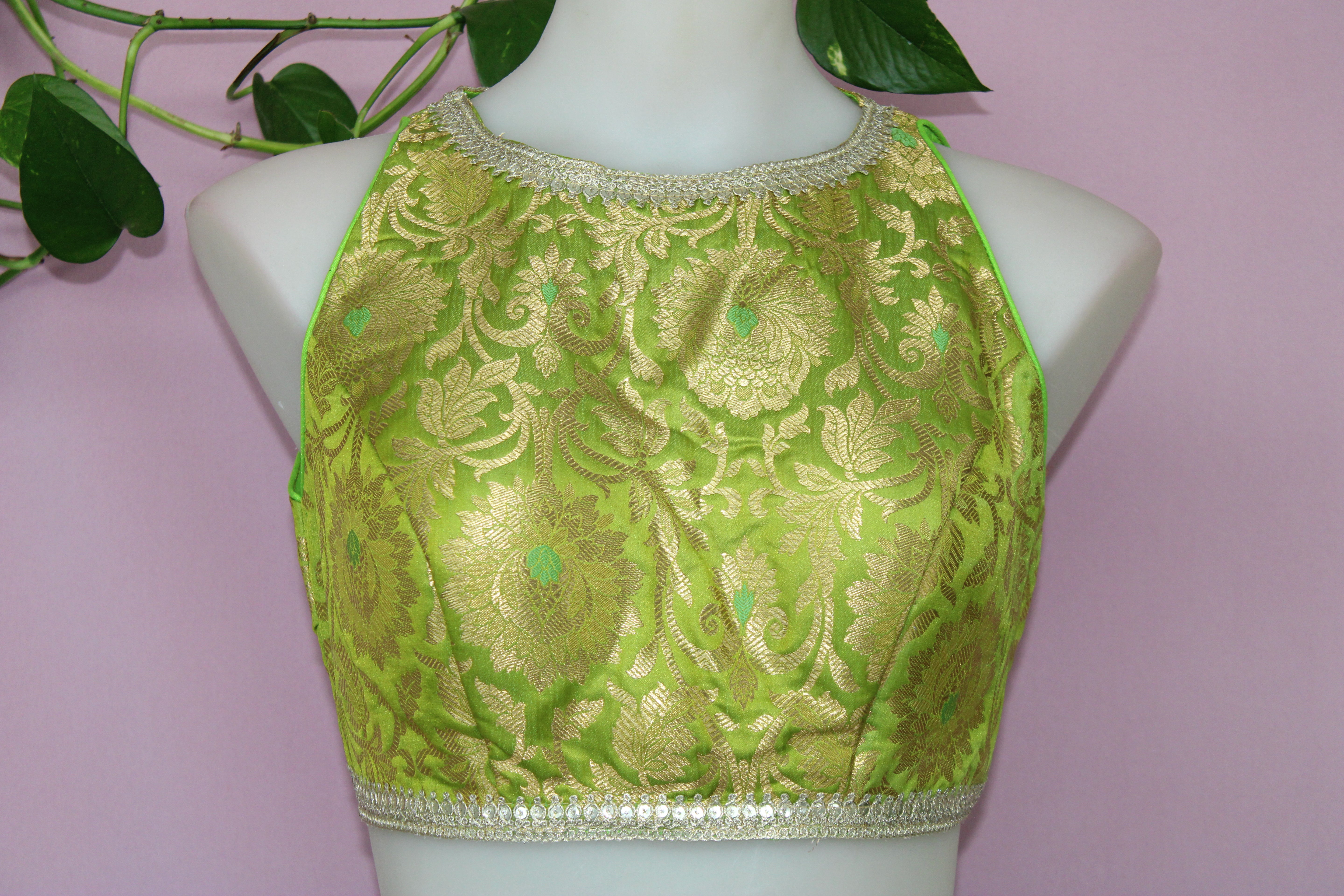 Amy - Banarasi Silk Brocade Sleeveless Princess Cut Blouse