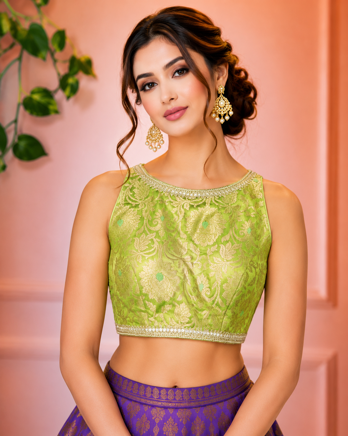 Amy - Banarasi Silk Brocade Sleeveless Princess Cut Blouse
