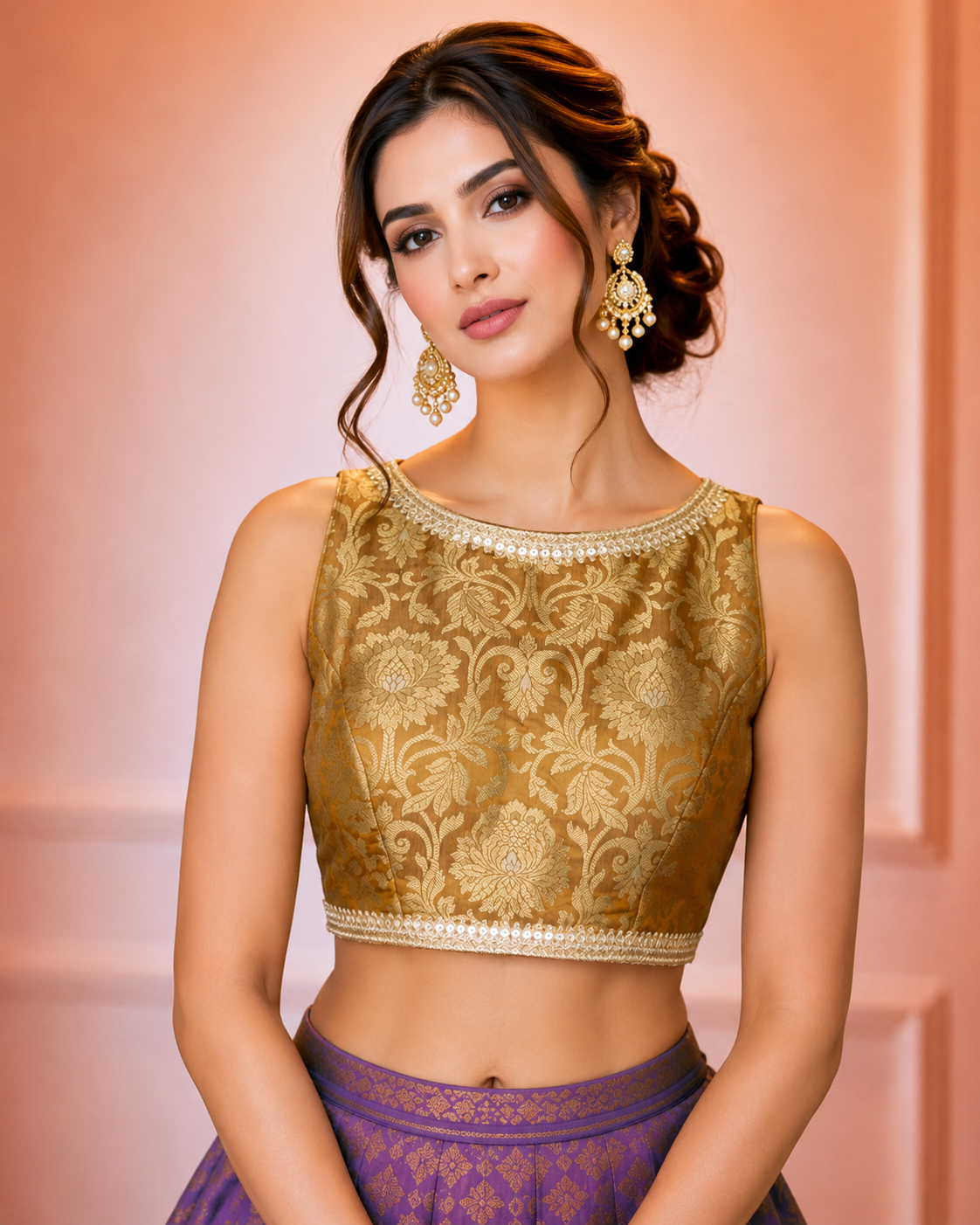 Amy - Banarasi Silk Brocade Sleeveless Princess Cut Blouse