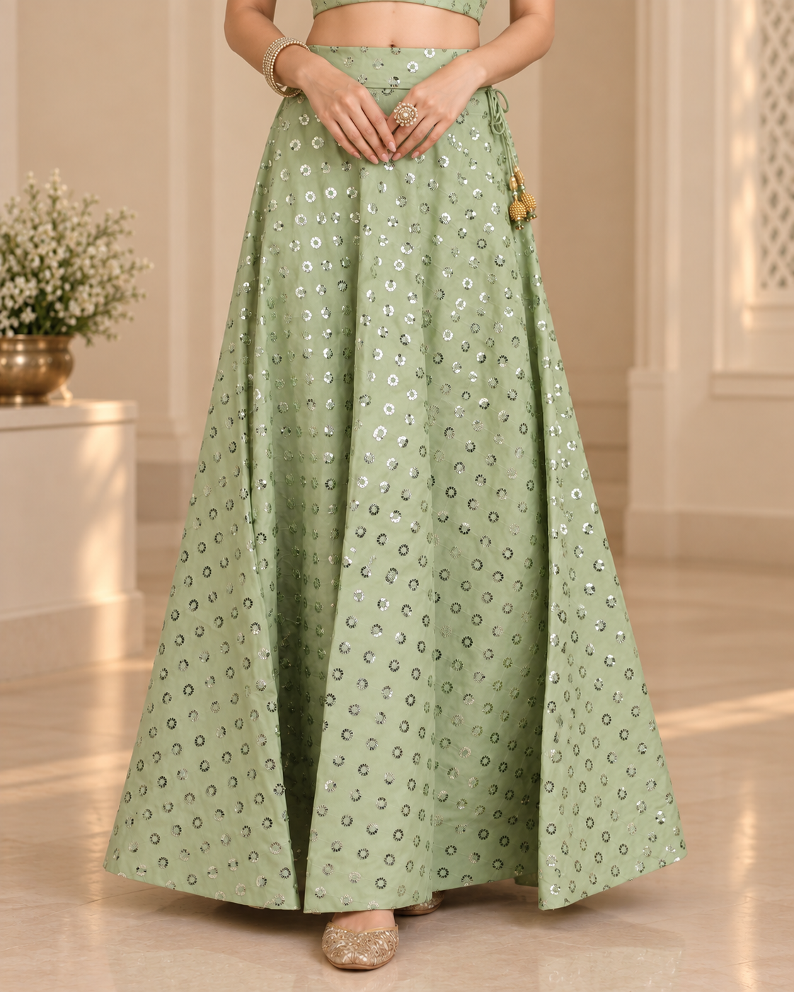 Anne - Georgette Sequin Circular Lehenga Skirt
