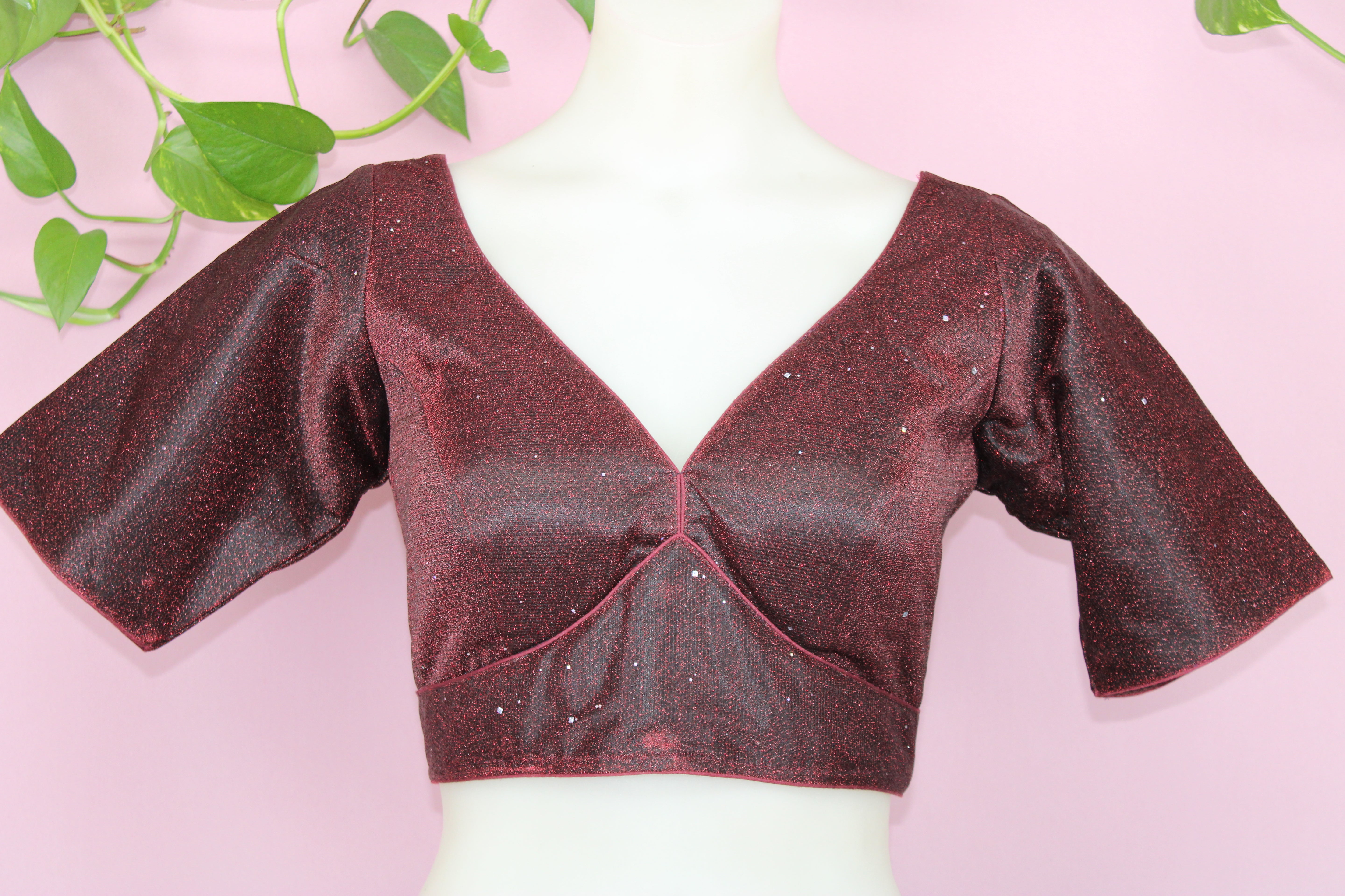 Anya - Fix glitter Half Sleeves Princess Cut Blouse