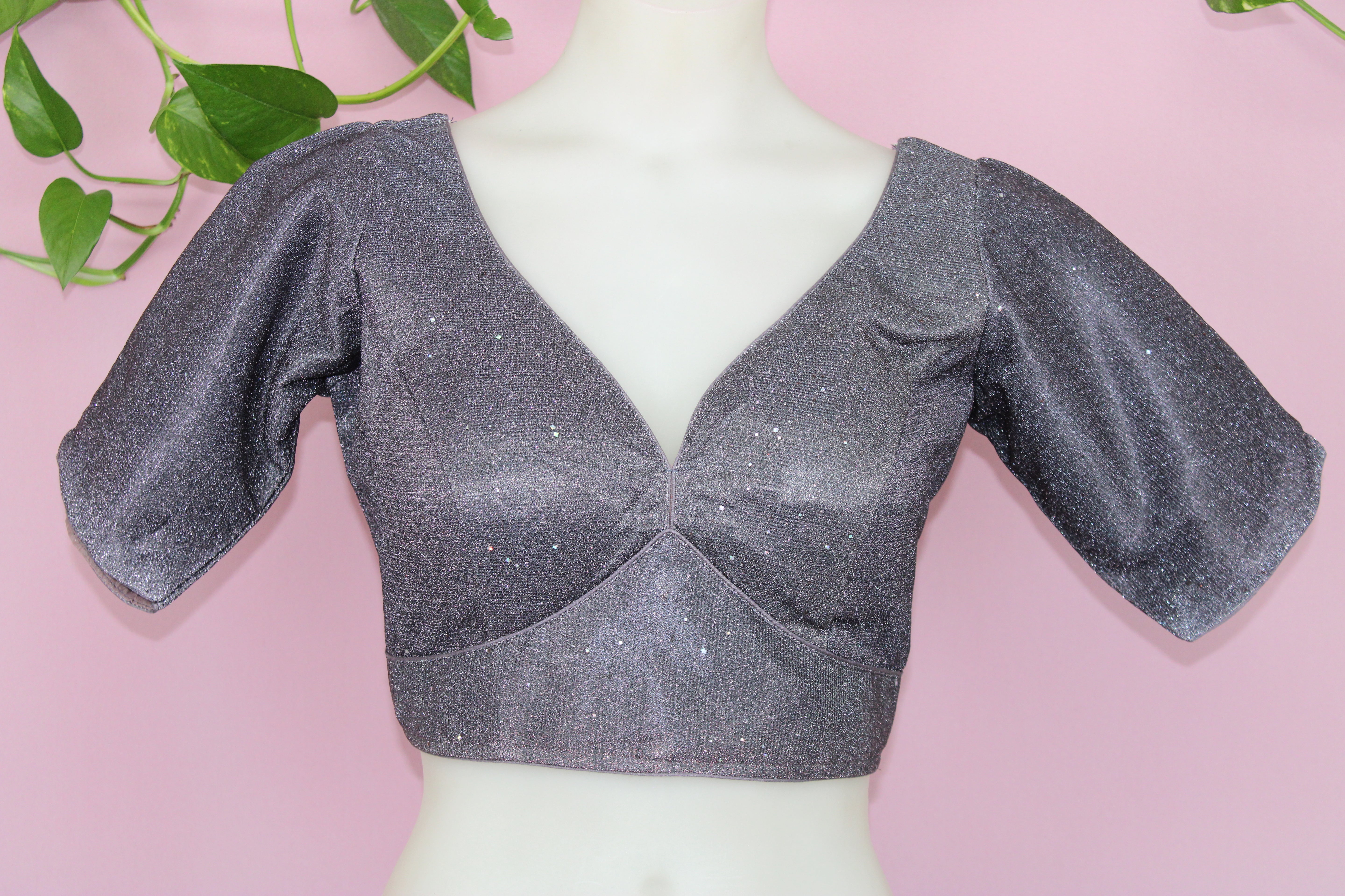 Anya - Fix glitter Half Sleeves Princess Cut Blouse