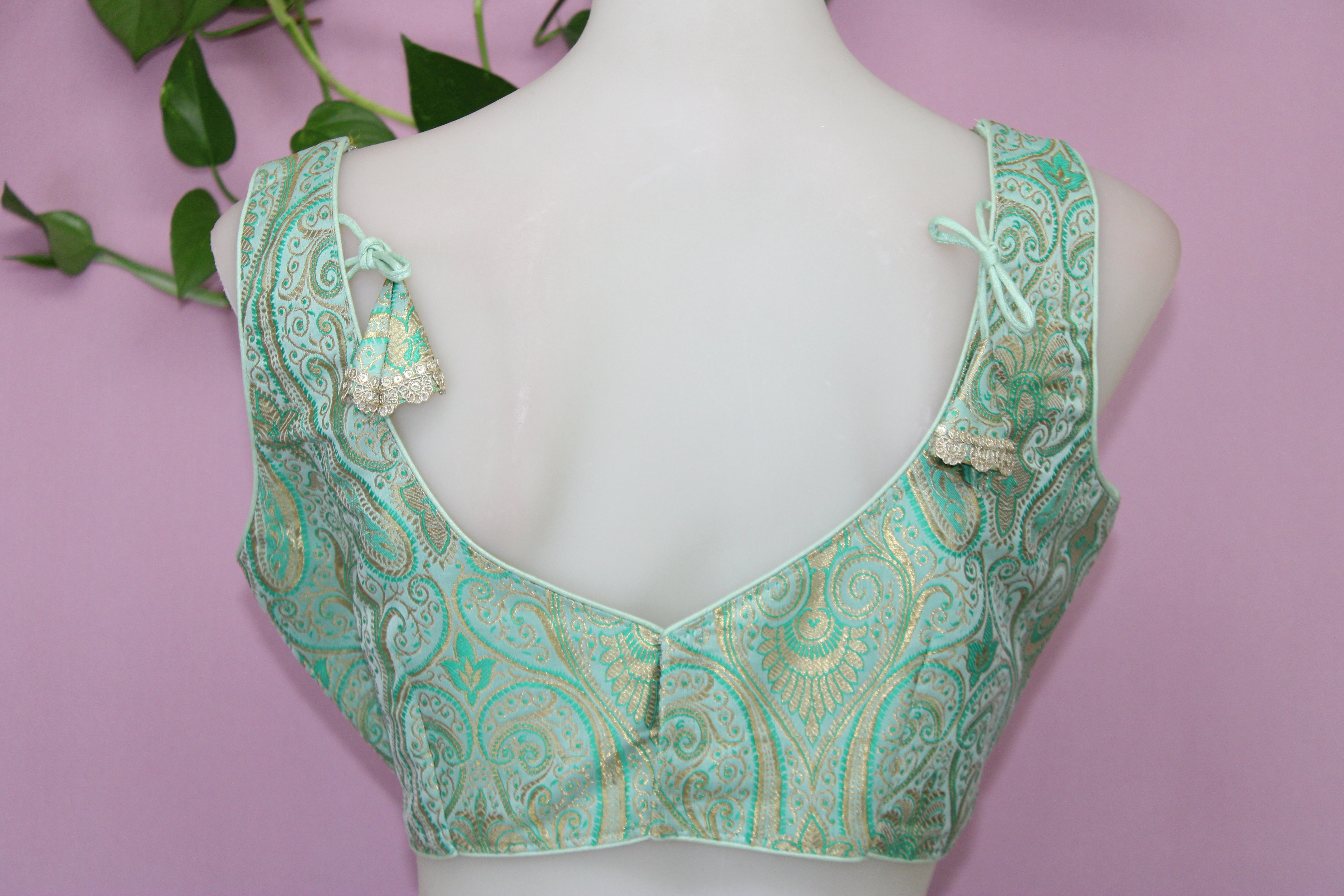 Eva - Banarasi Silk Brocade Sleeveless Princess Cut Blouse