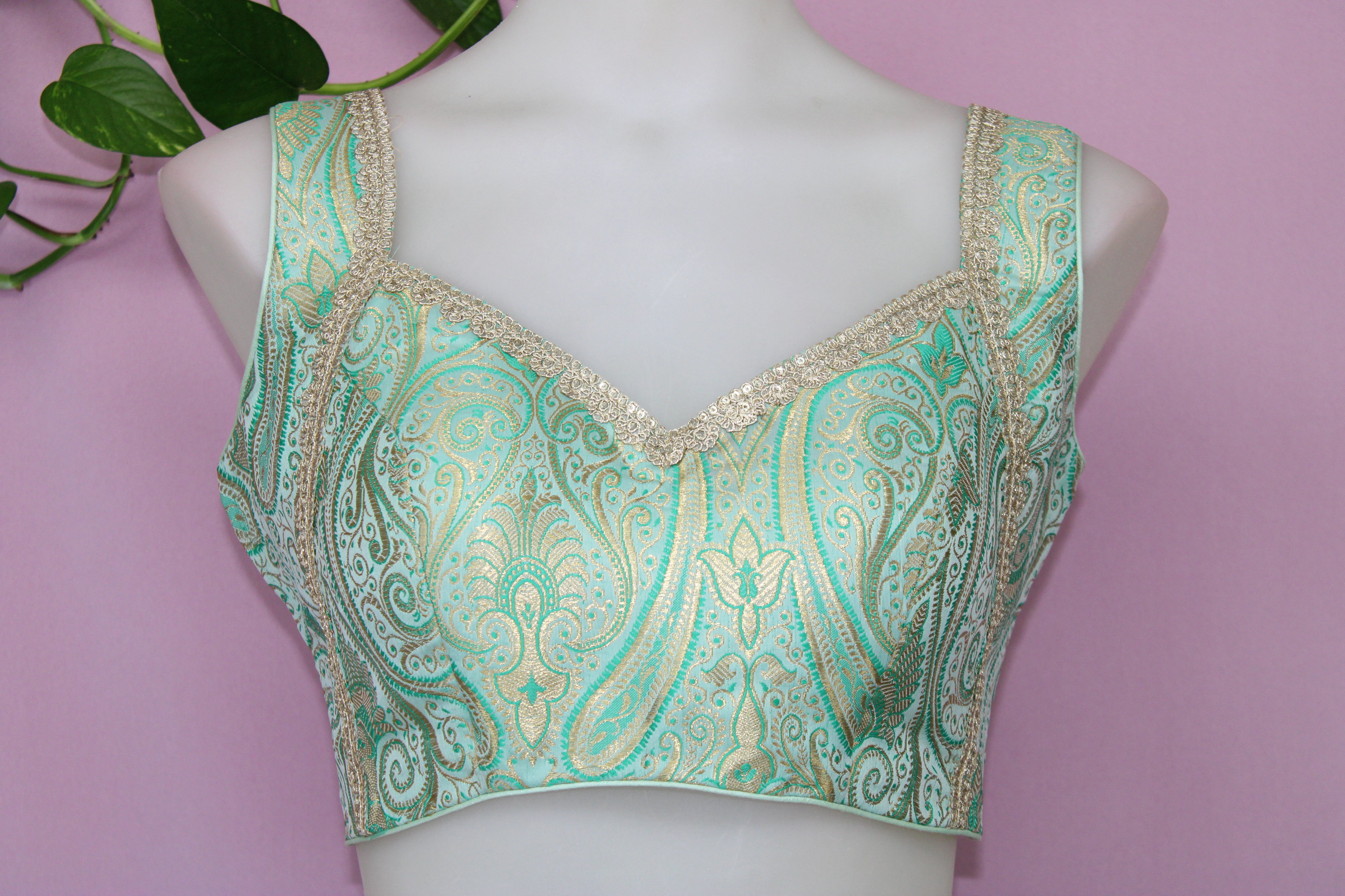 Eva - Banarasi Silk Brocade Sleeveless Princess Cut Blouse