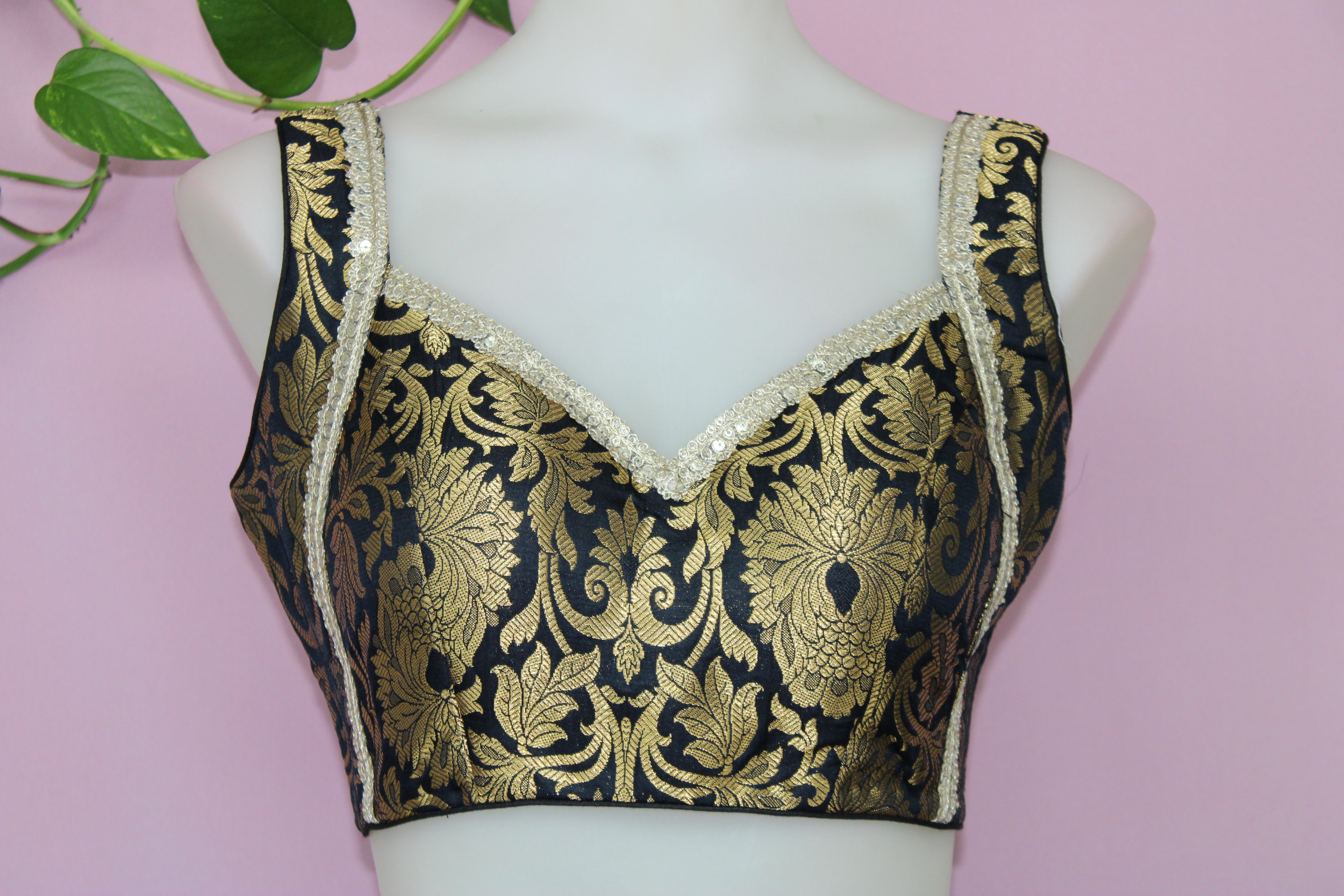 Eva - Banarasi Silk Brocade Sleeveless Princess Cut Blouse