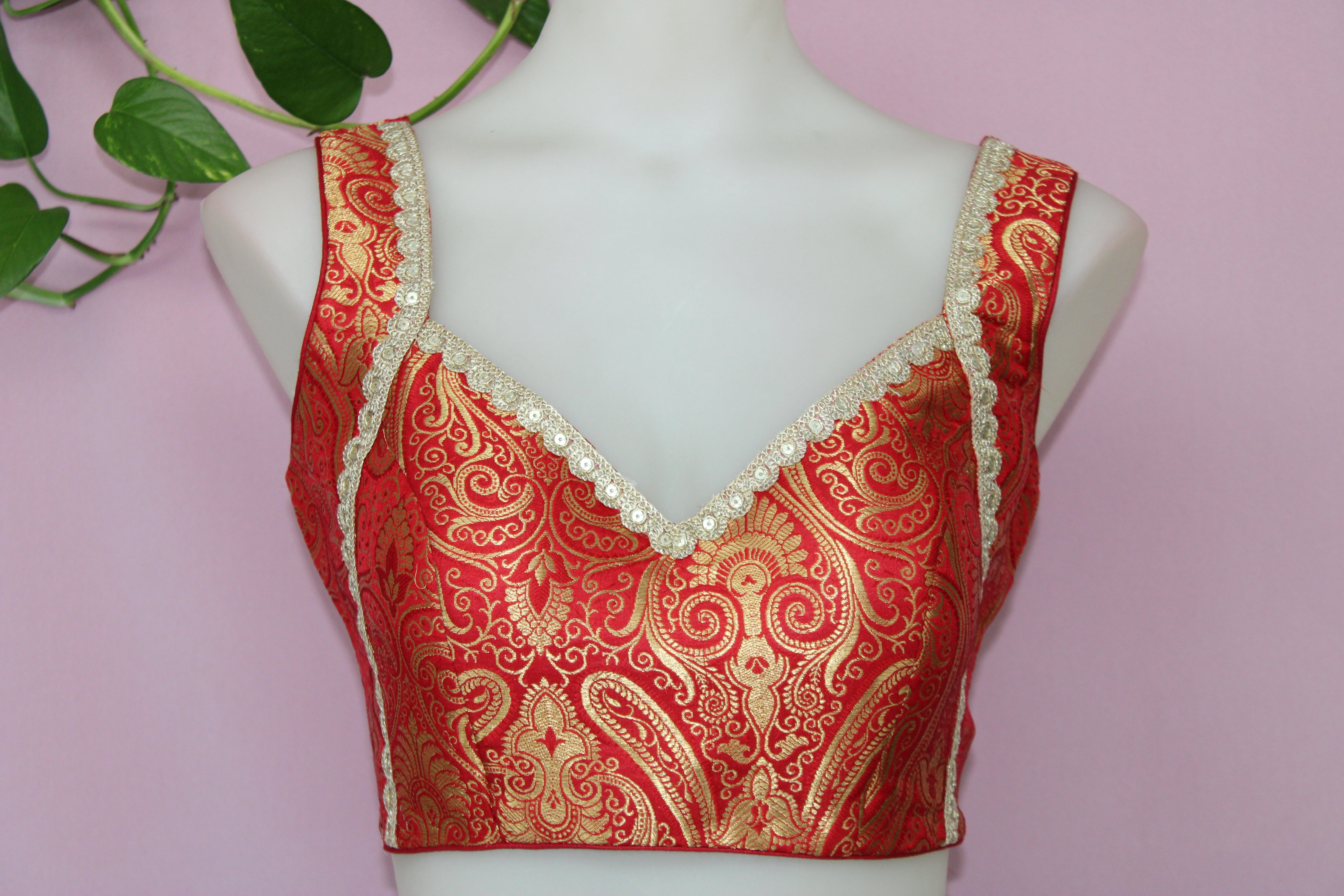 Eva - Banarasi Silk Brocade Sleeveless Princess Cut Blouse