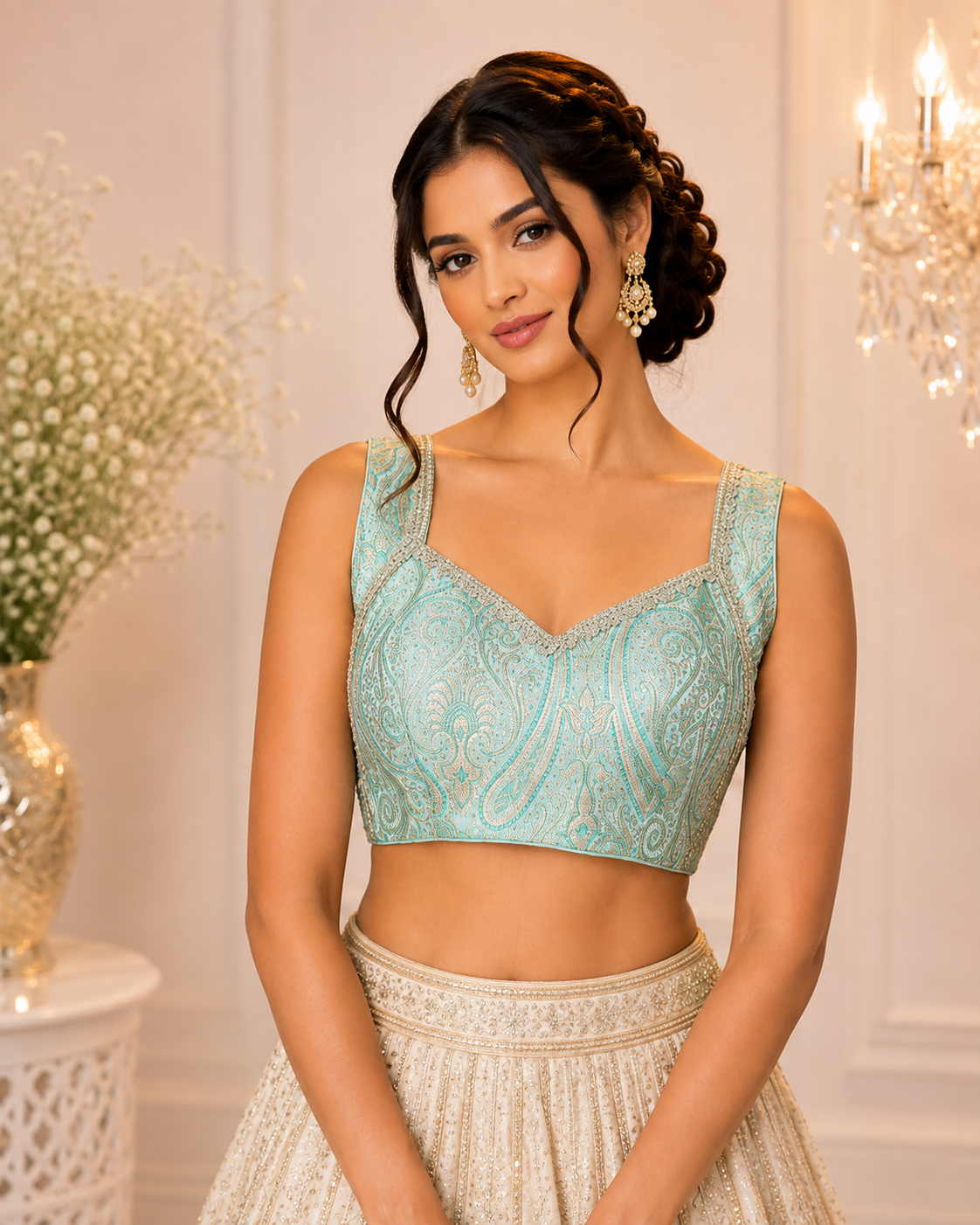 Eva - Banarasi Silk Brocade Sleeveless Princess Cut Blouse