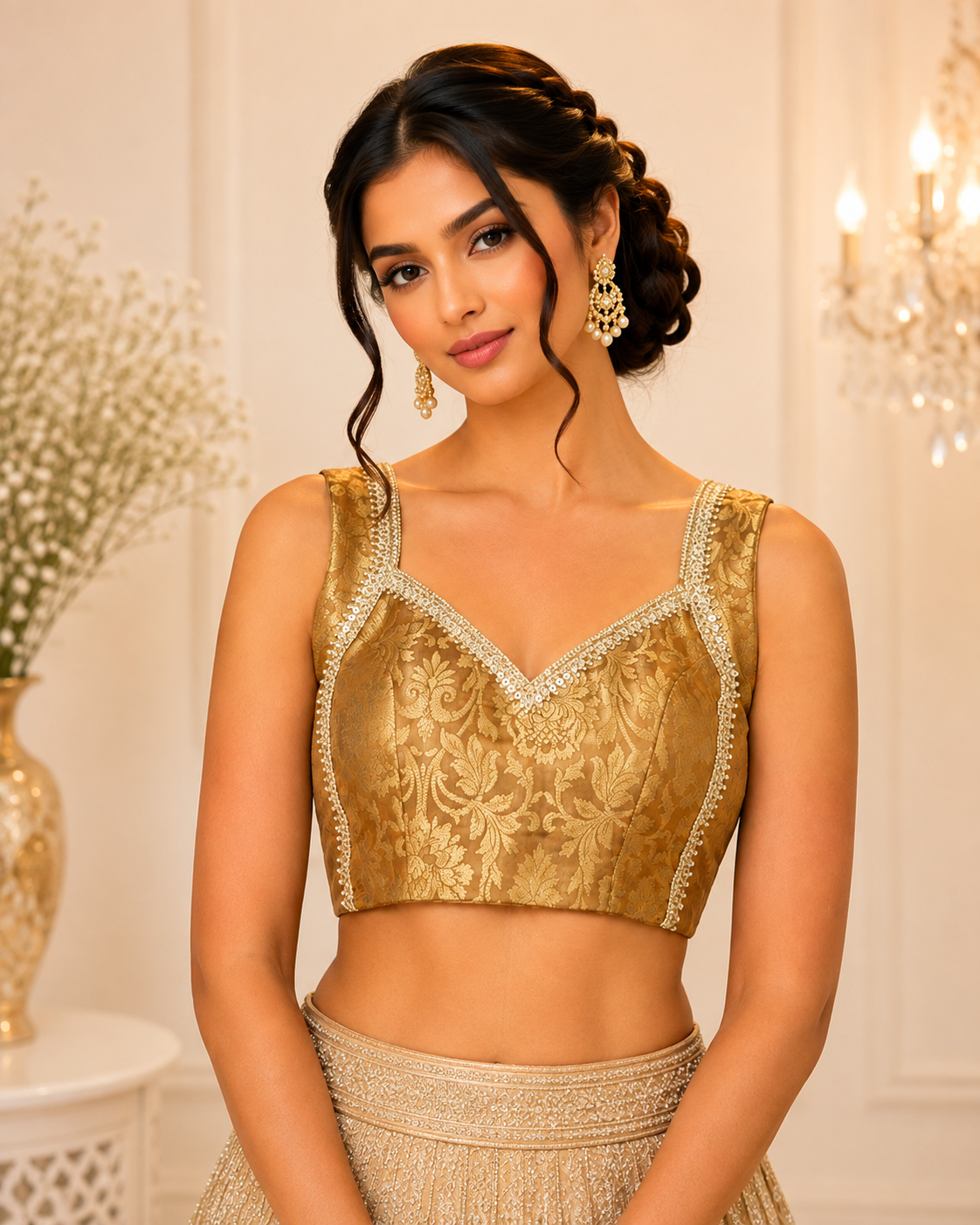 Eva - Banarasi Silk Brocade Sleeveless Princess Cut Blouse