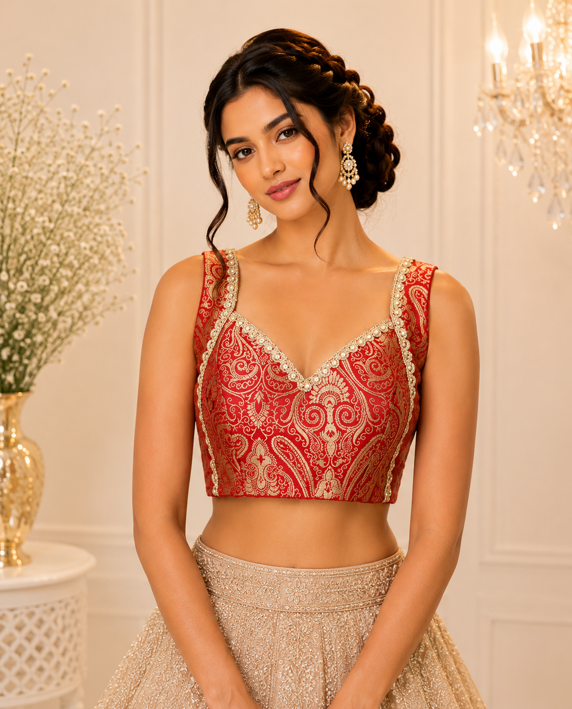 Eva - Banarasi Silk Brocade Sleeveless Princess Cut Blouse