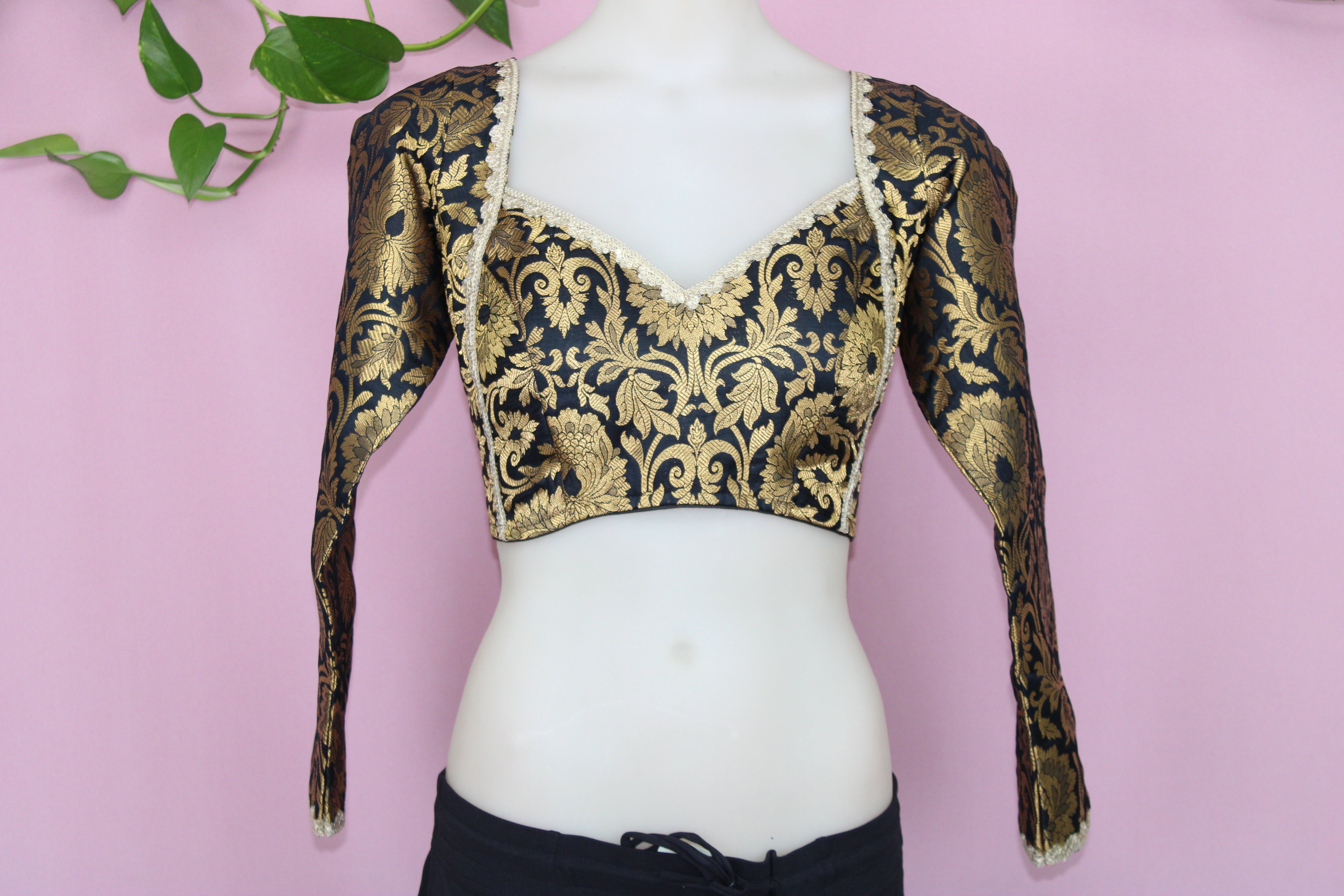 Fara - Banarasi Silk Brocade Full Sleeves Padded Princess Cut Blouse