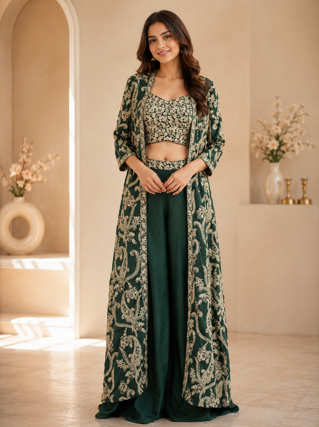Hanya - Pure Chinnon Embroidered Indo - Western Dress