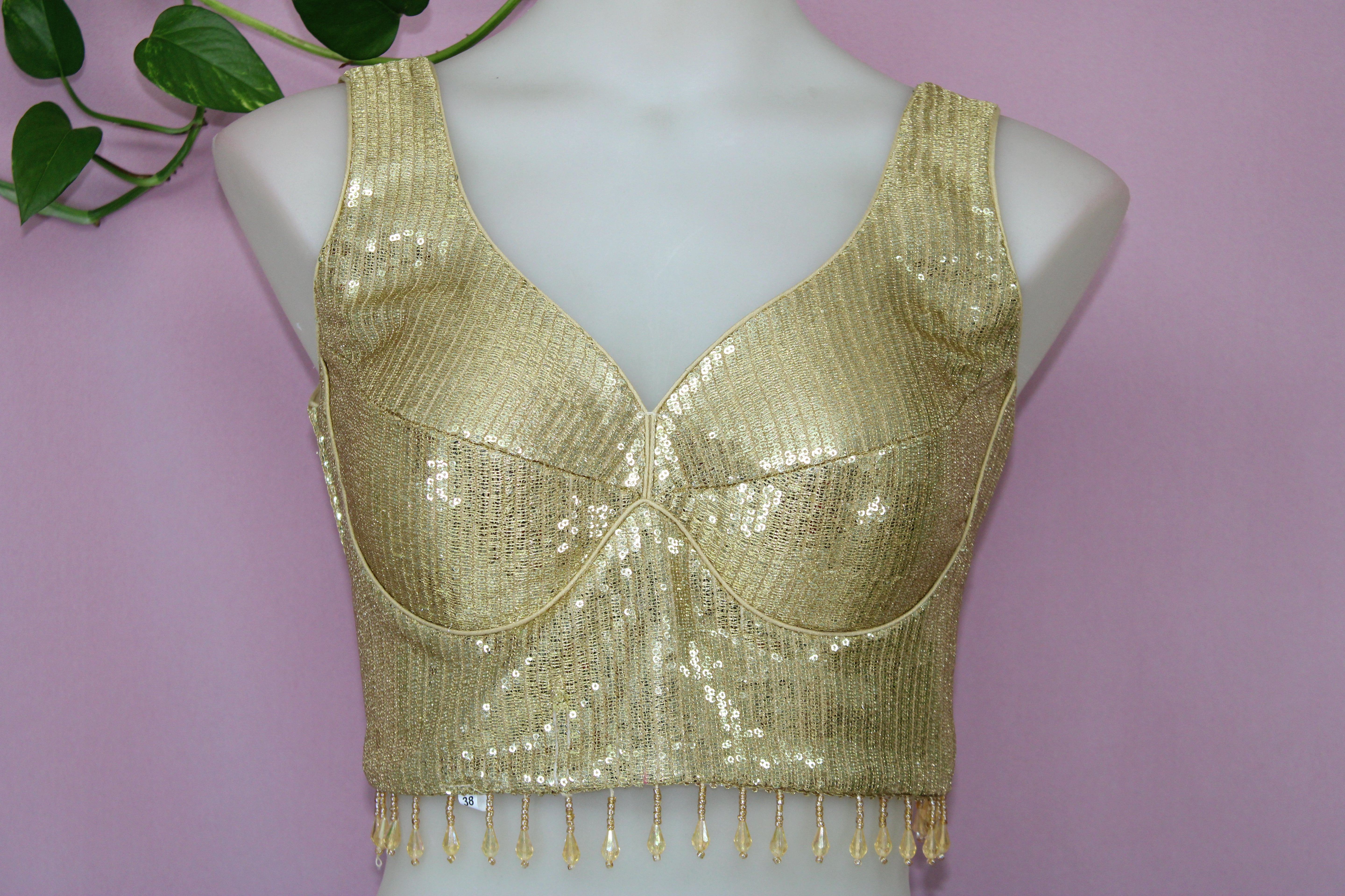 Jazz - Sequin Sleeveless Embroidered Sabyasachi Style Blouse