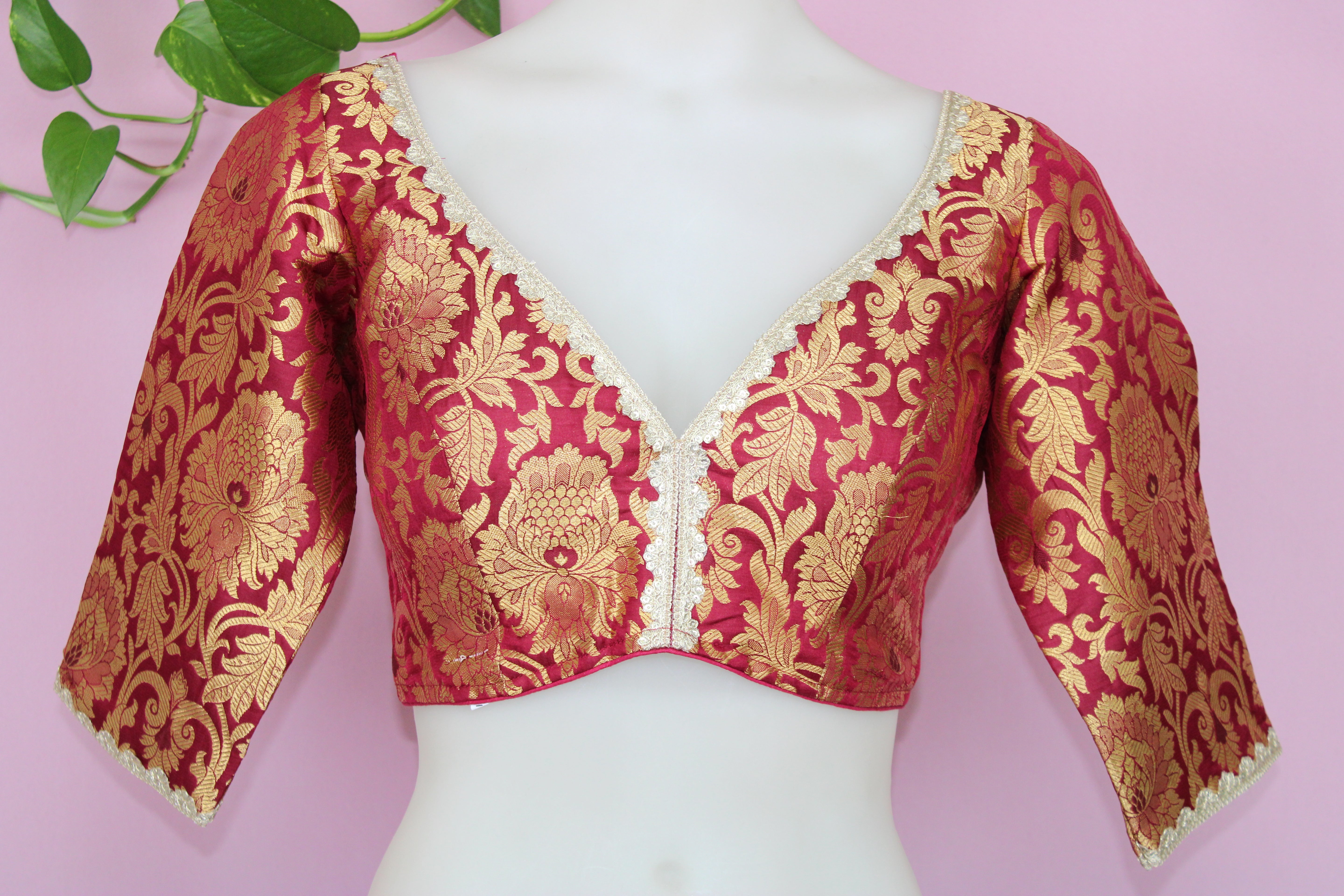 Joan - Banarasi Silk Brocade Half Sleeves Padded Princess Cut Blouse