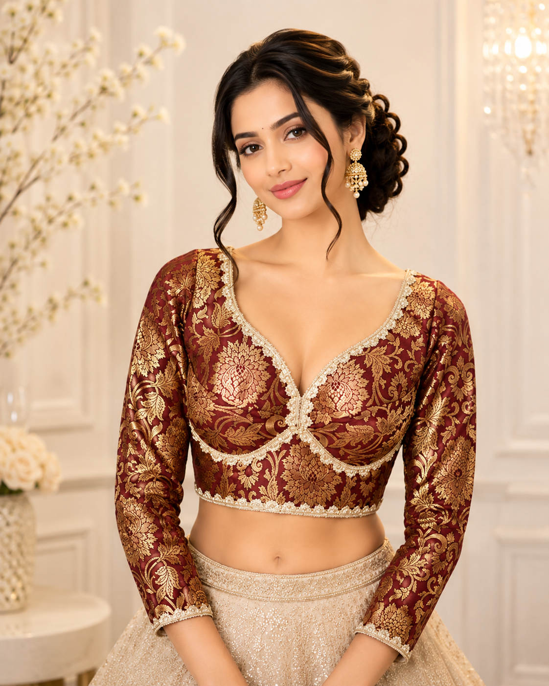 Kaira - Banarasi Silk Brocade Full Sleeves Padded Sabyasachi Style Blouse