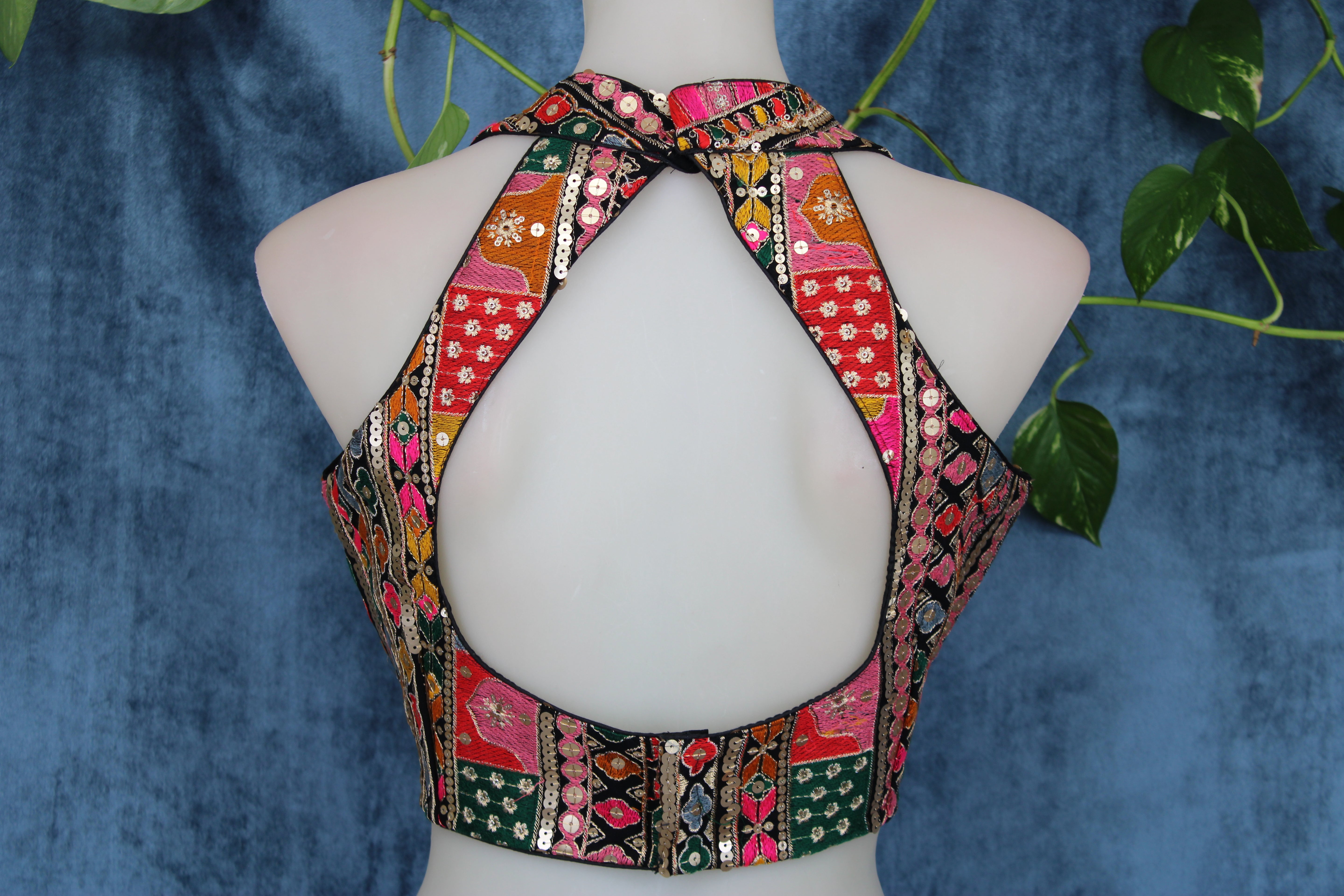 Kajol - Georgette Halter Neck Embroidered Blouse