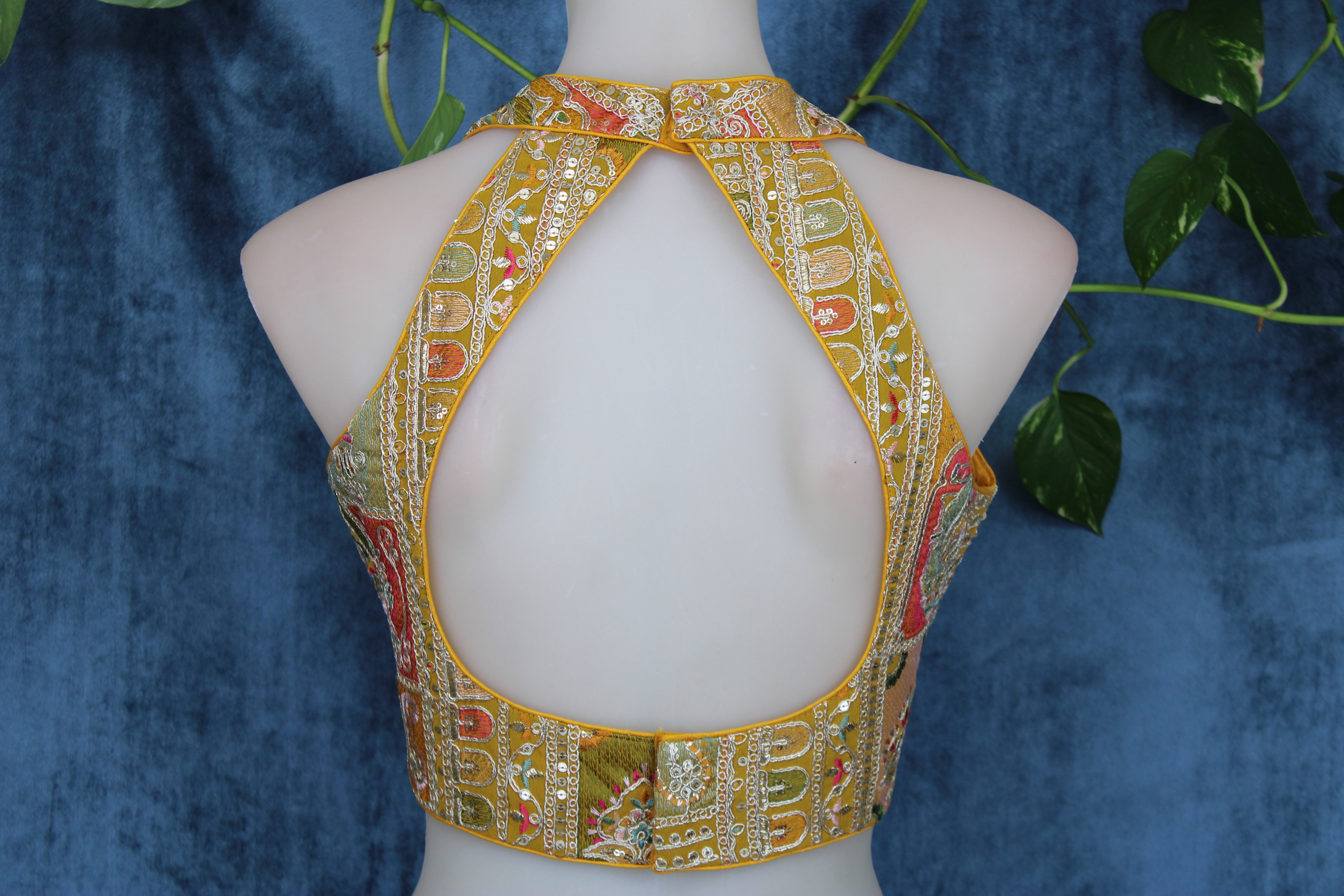 Kajol - Georgette Halter Neck Embroidered Blouse