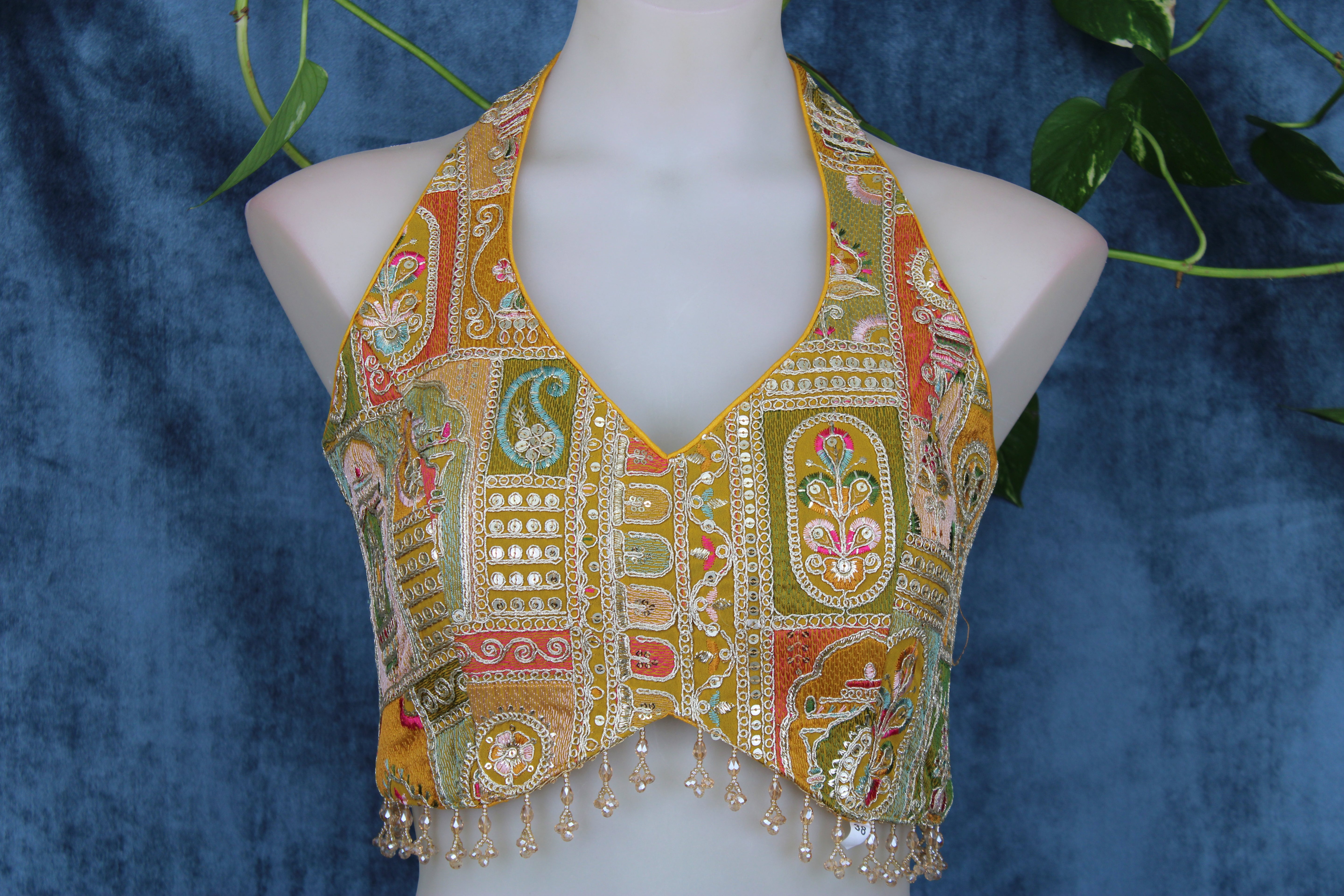Kajol - Georgette Halter Neck Embroidered Blouse