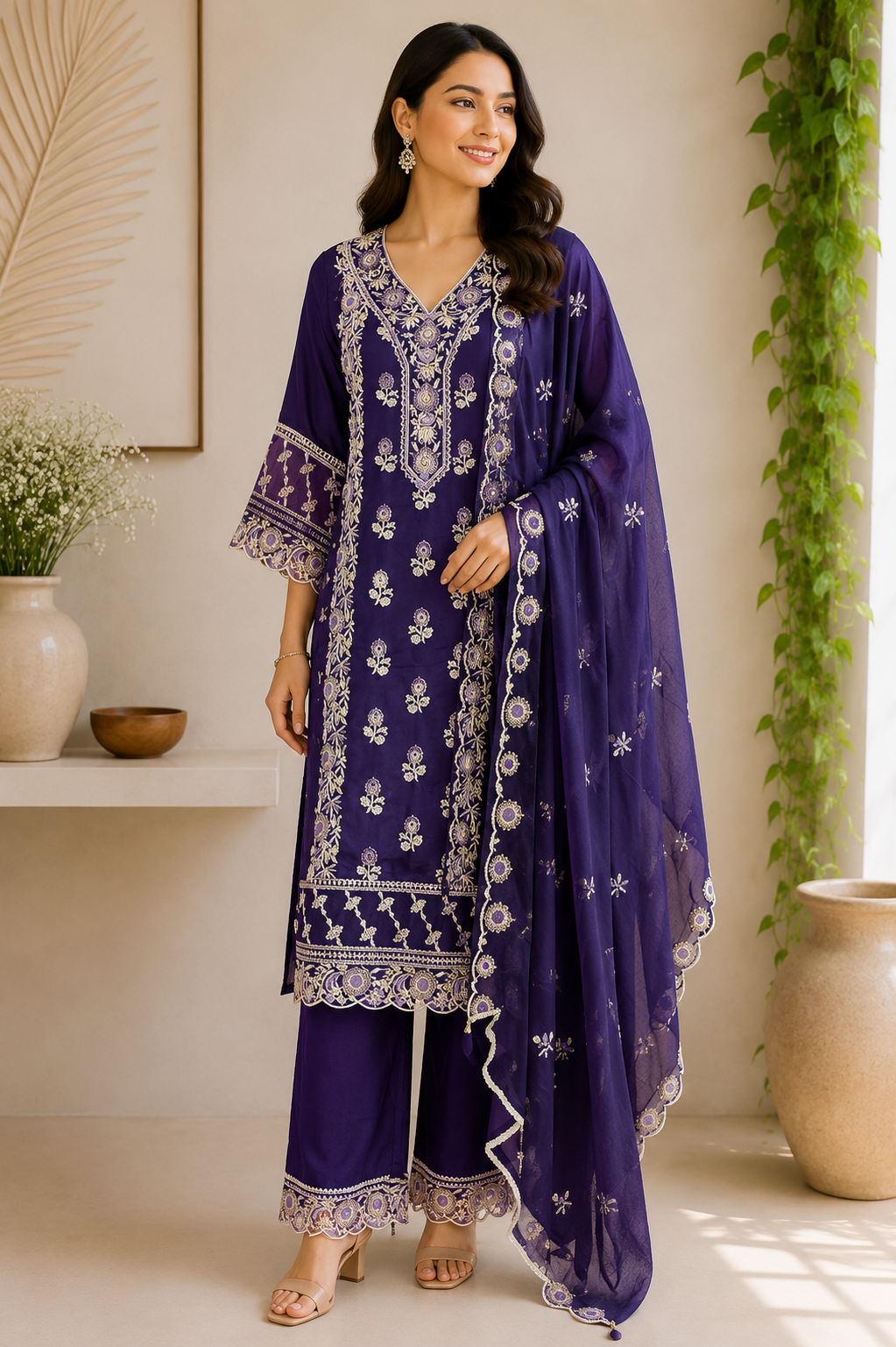 Karen - Silk Pakistani-Style Straight Suit