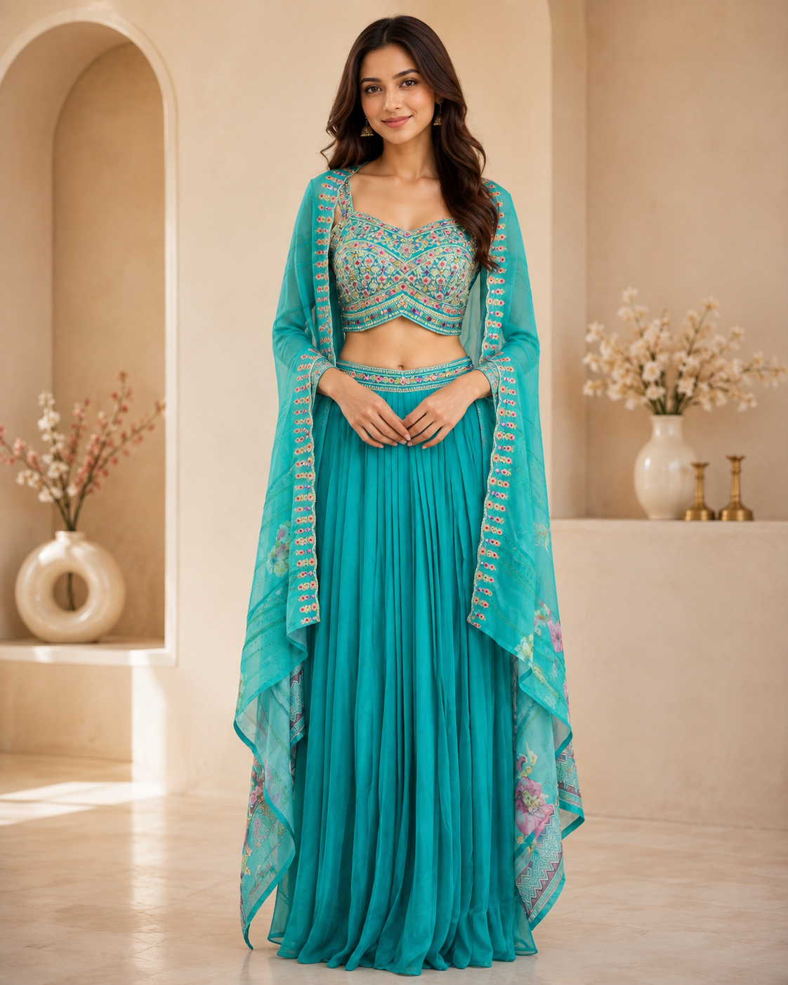 Katrina - Georgette Embroidered Indo - Western Dress