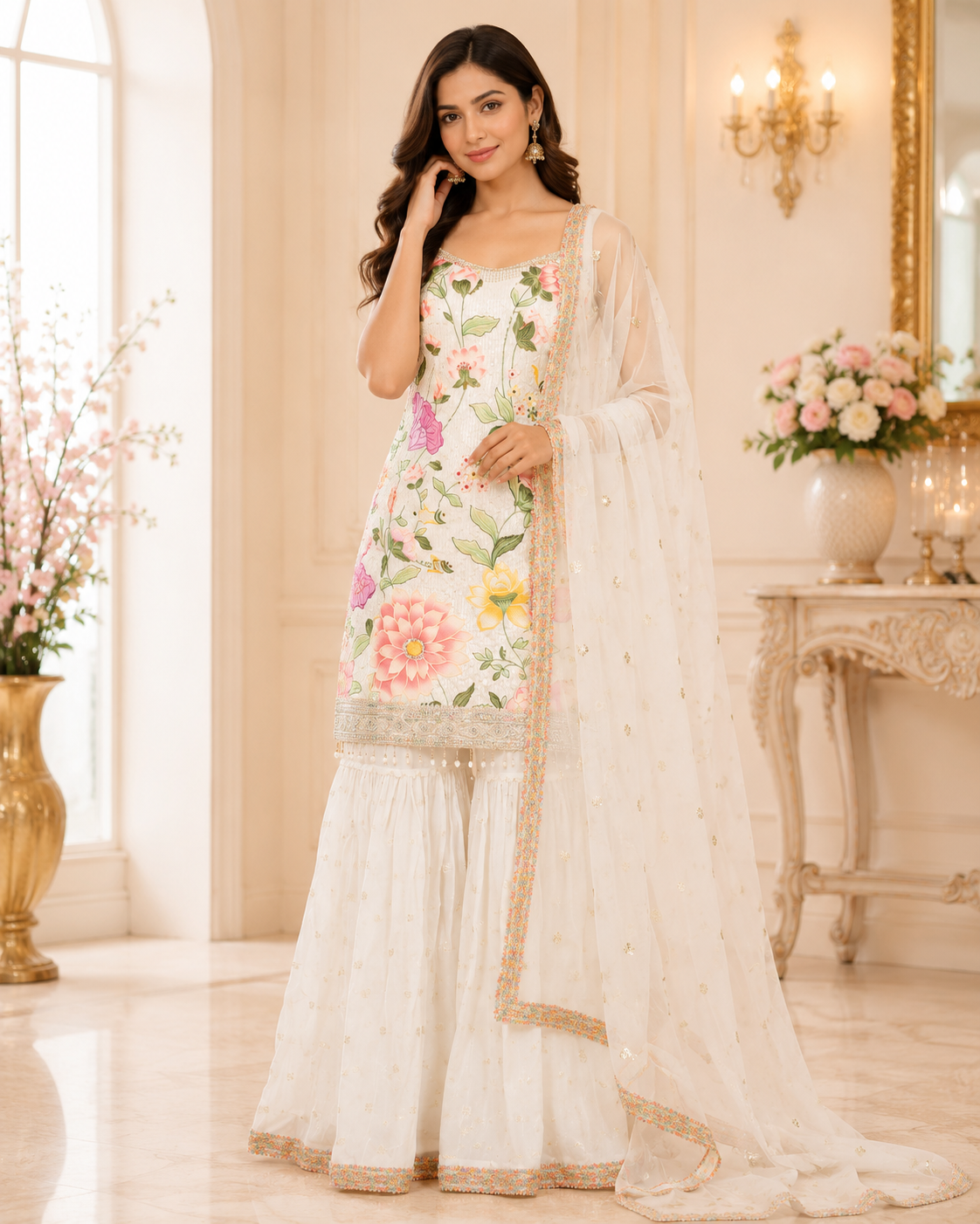 Kavita - Georgette Embroidery Sharara Suit