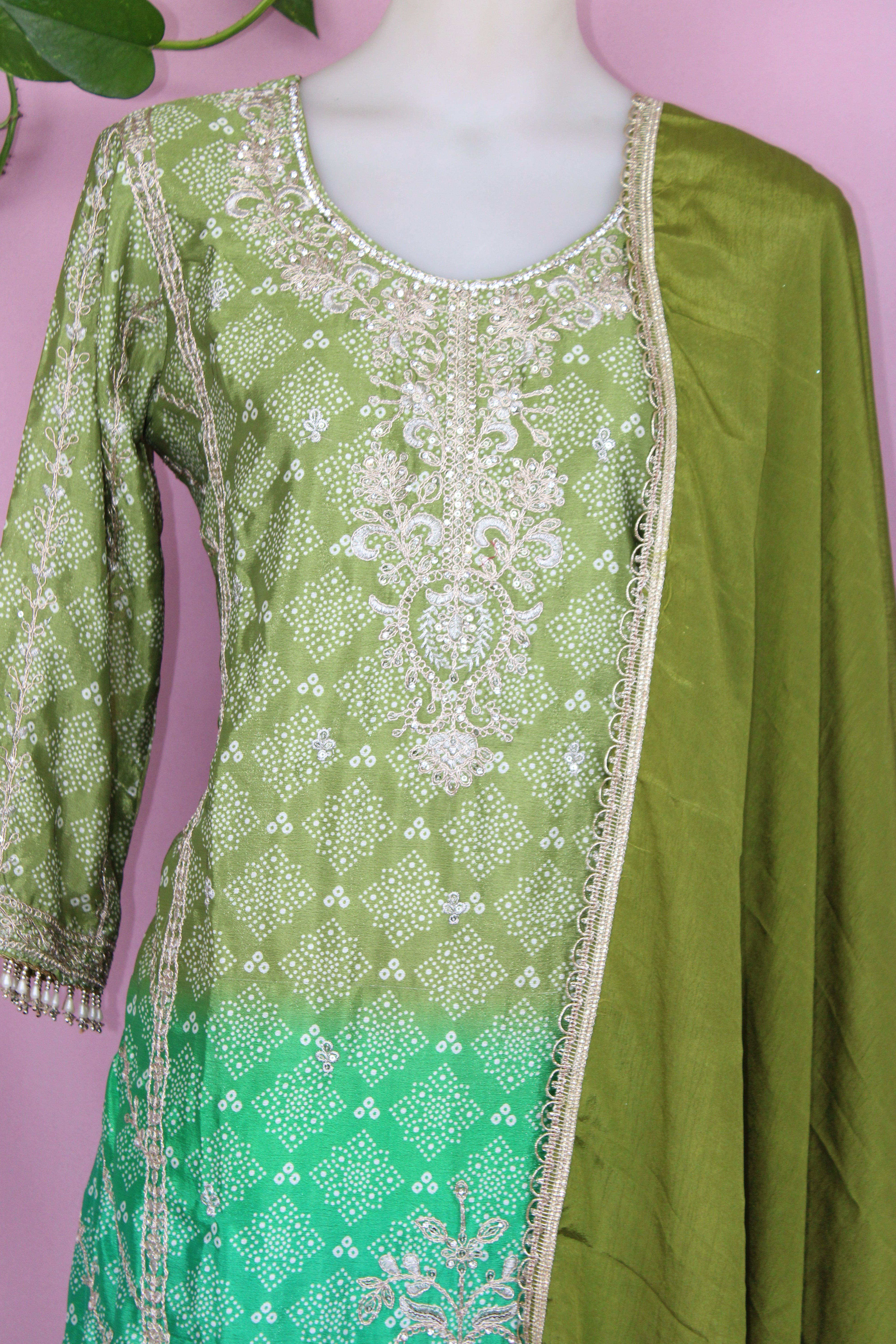 Kaya - Crape & Chinnon Embroidered Plazoo Suit