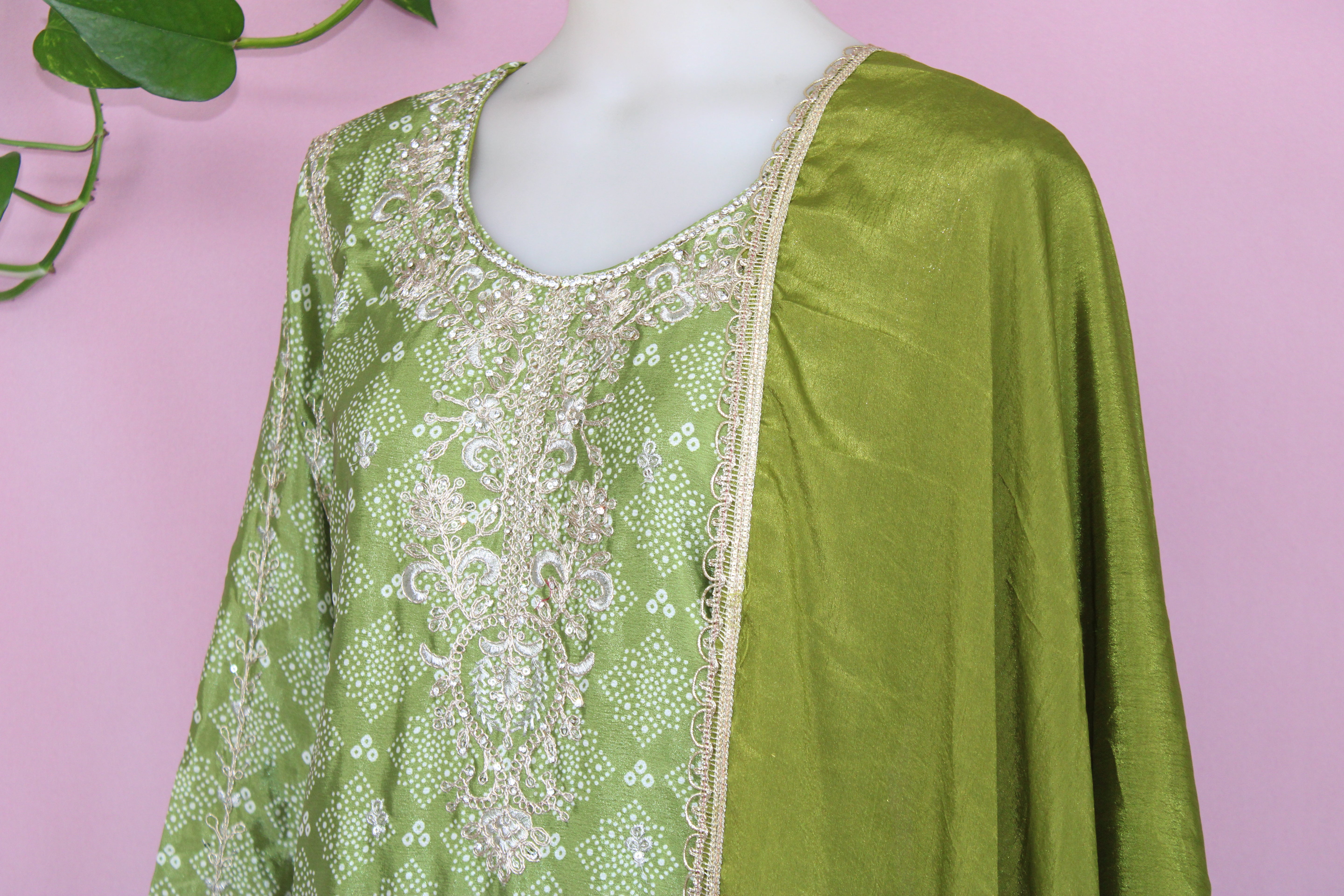 Kaya - Crape & Chinnon Embroidered Plazoo Suit