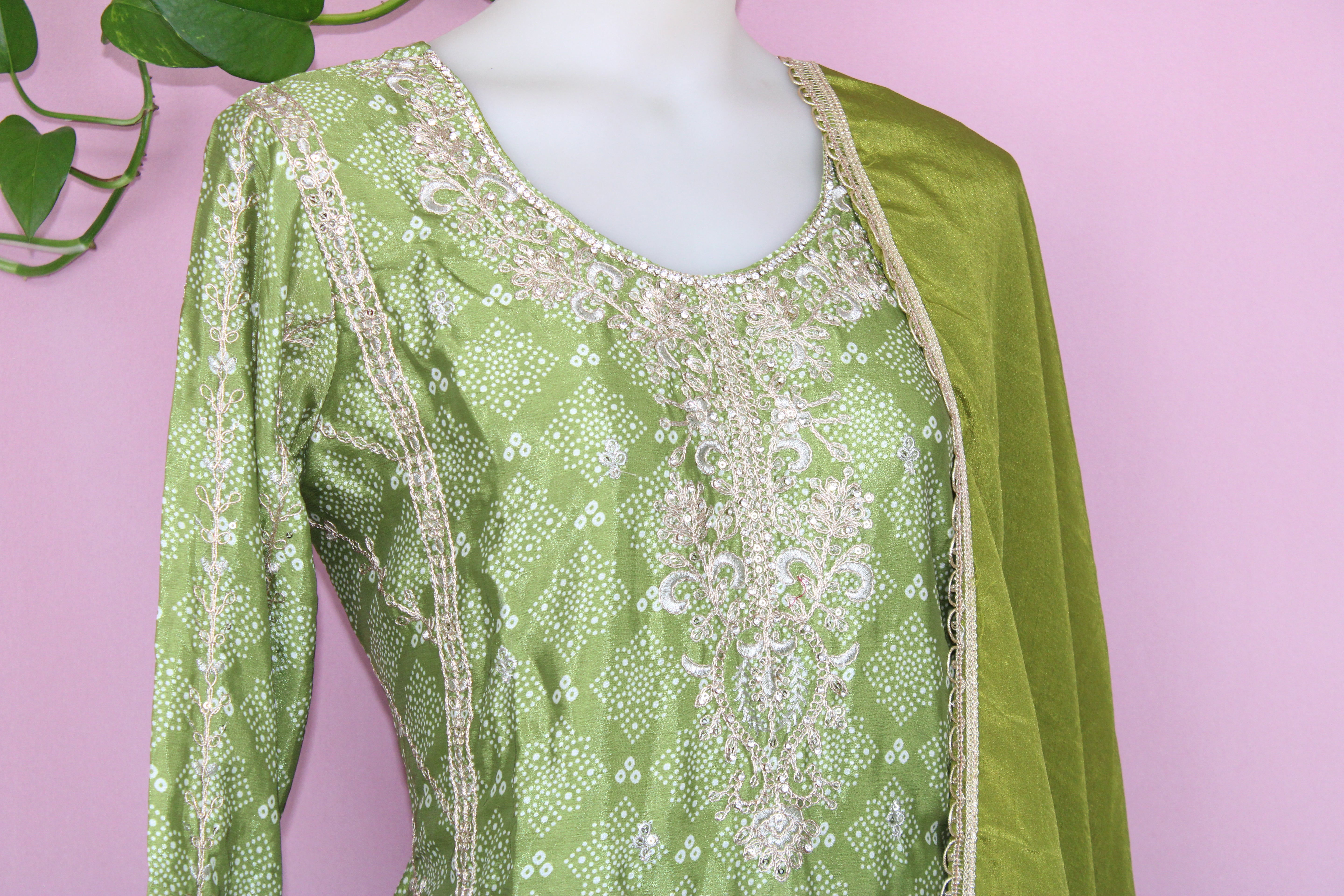 Kaya - Crape & Chinnon Embroidered Plazoo Suit