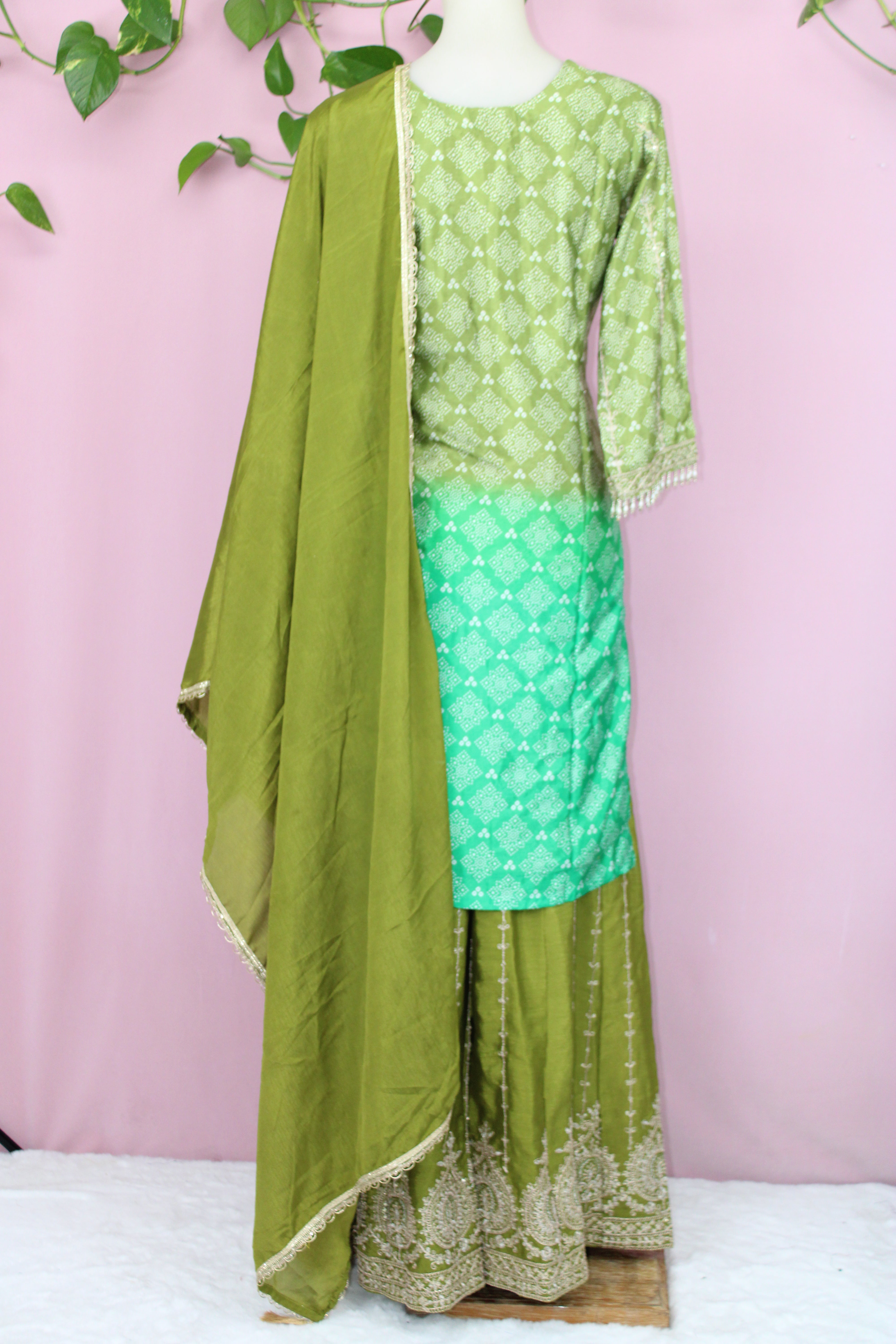 Kaya - Crape & Chinnon Embroidered Plazoo Suit