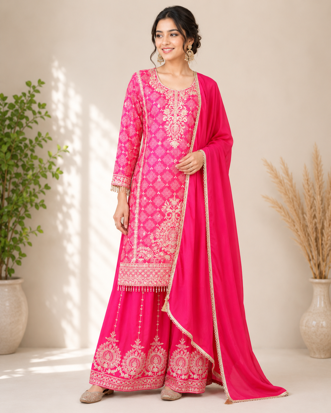 Kaya - Crape & Chinnon Embroidered Plazo Suit