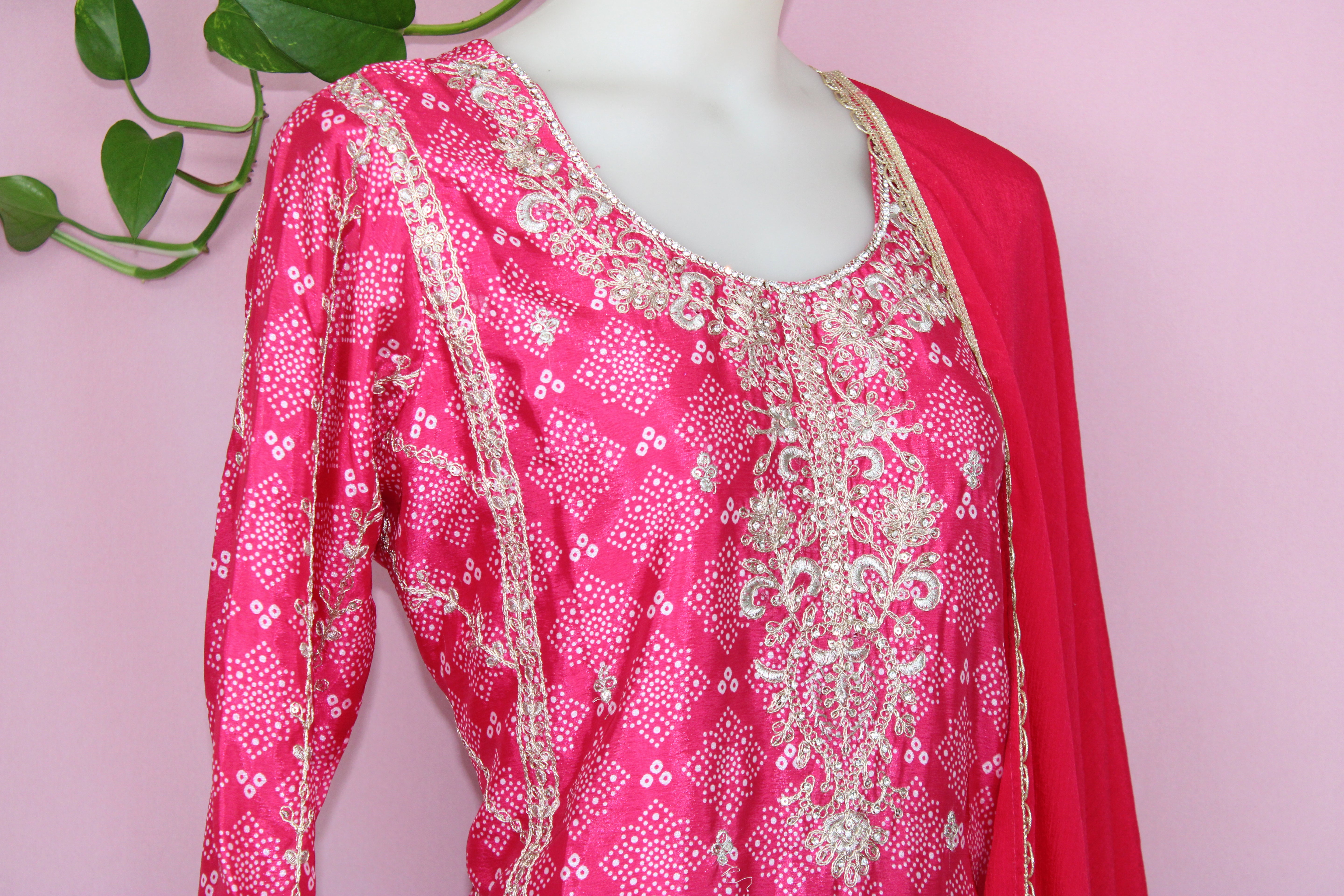 Kaya - Crape & Chinnon Embroidered Plazoo Suit