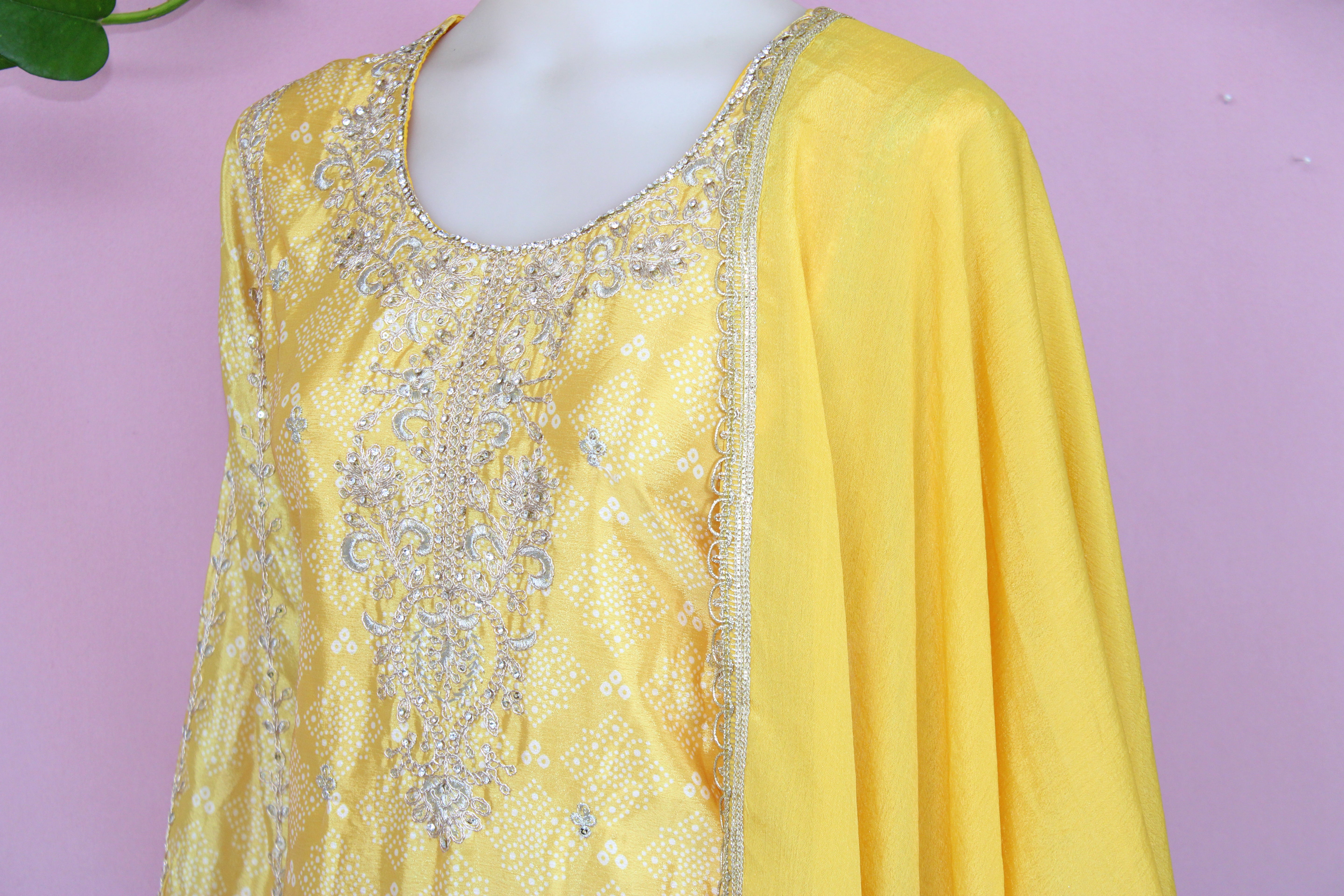 Kaya - Crape & Chinnon Embroidered Plazoo Suit