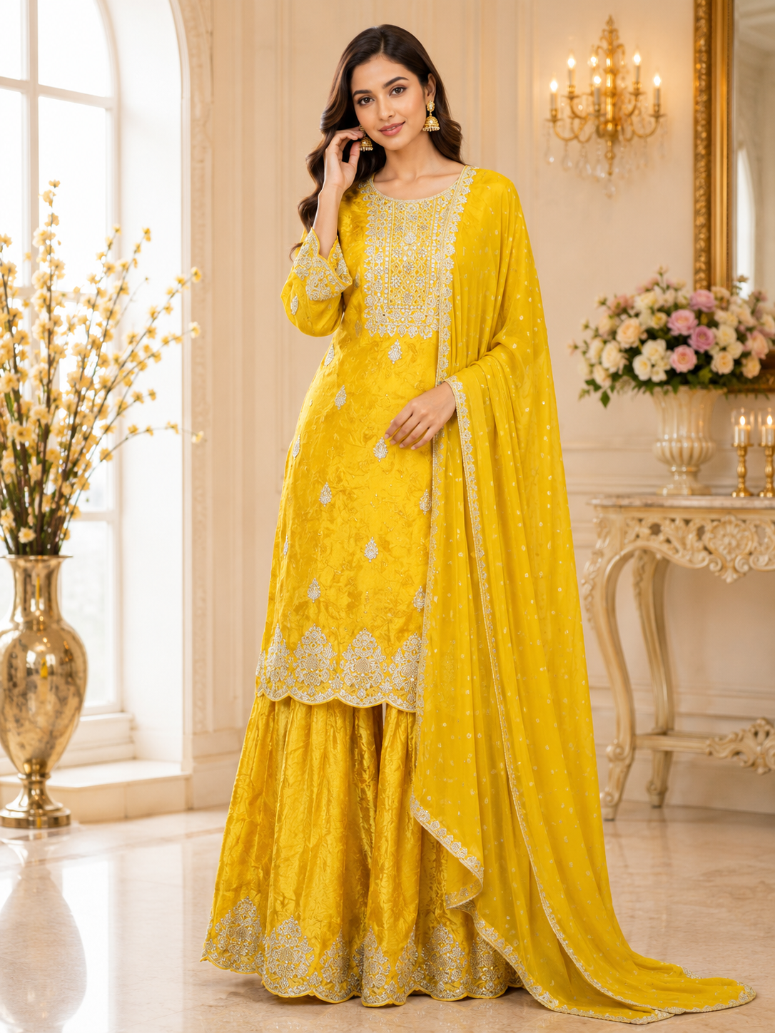 Kinnari - Chinnon  Embroidery Sharara Suit