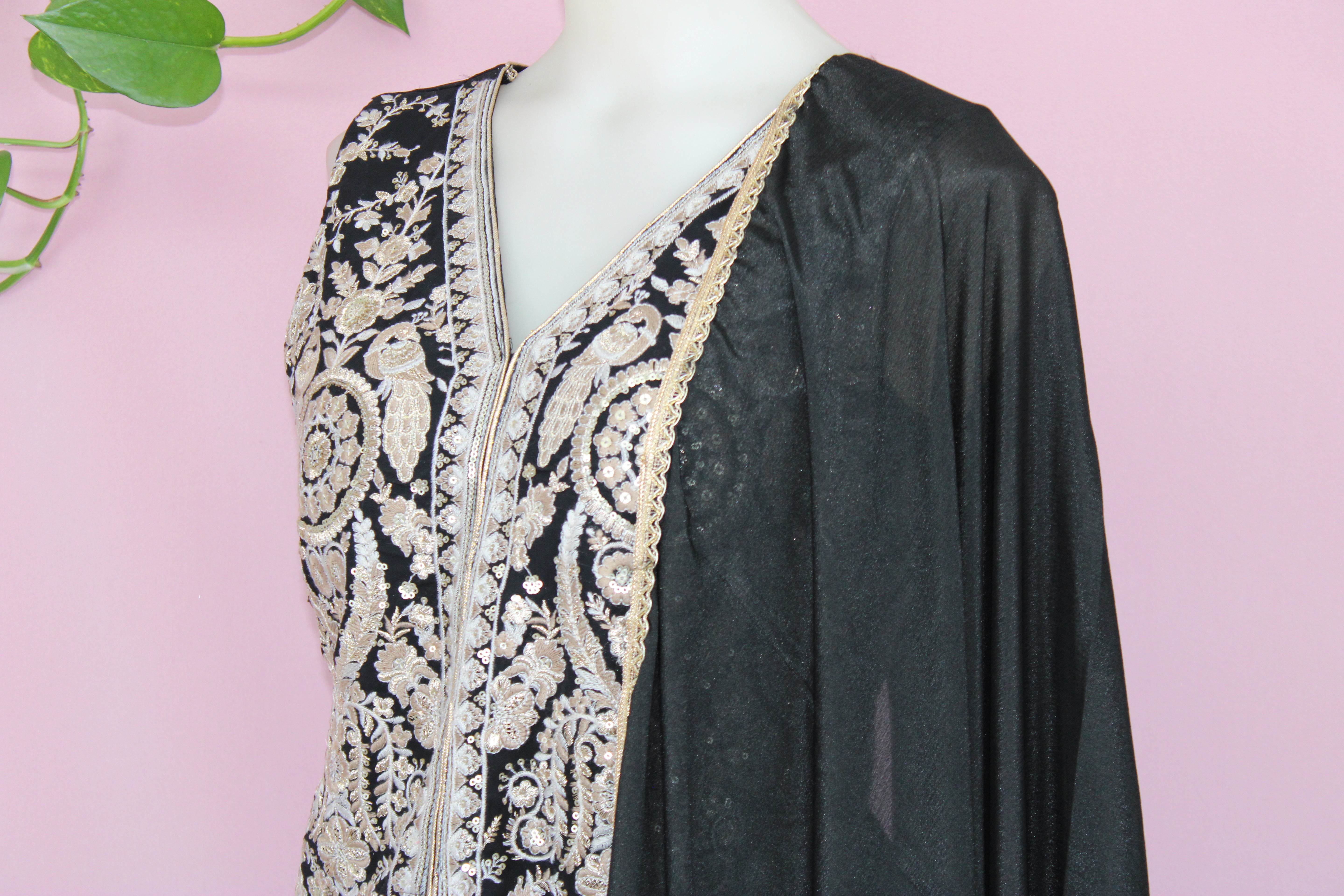 Laya - Georgette Embroidered Sleevless Plazoo Suit