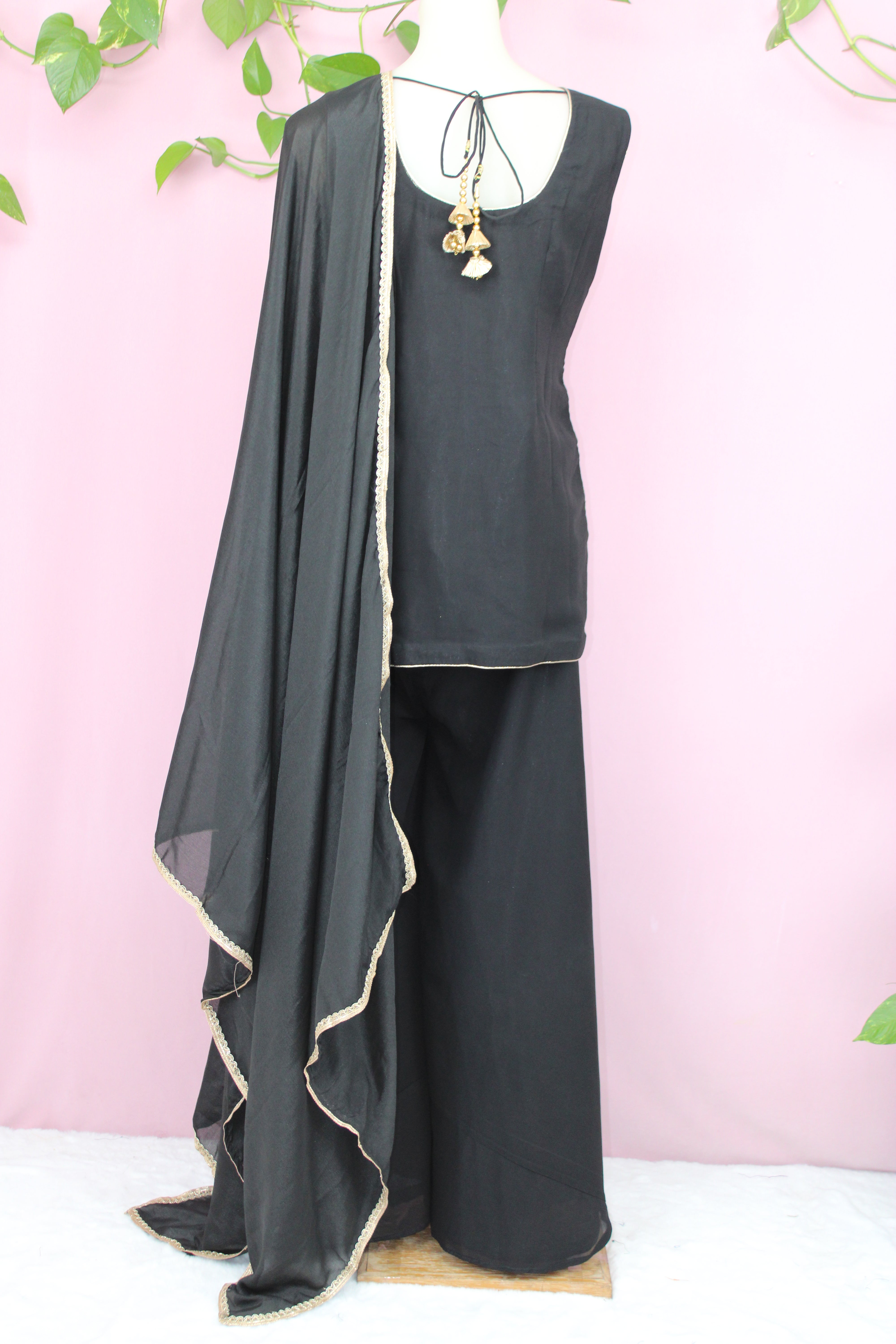 Laya - Georgette Embroidered Sleevless Plazoo Suit