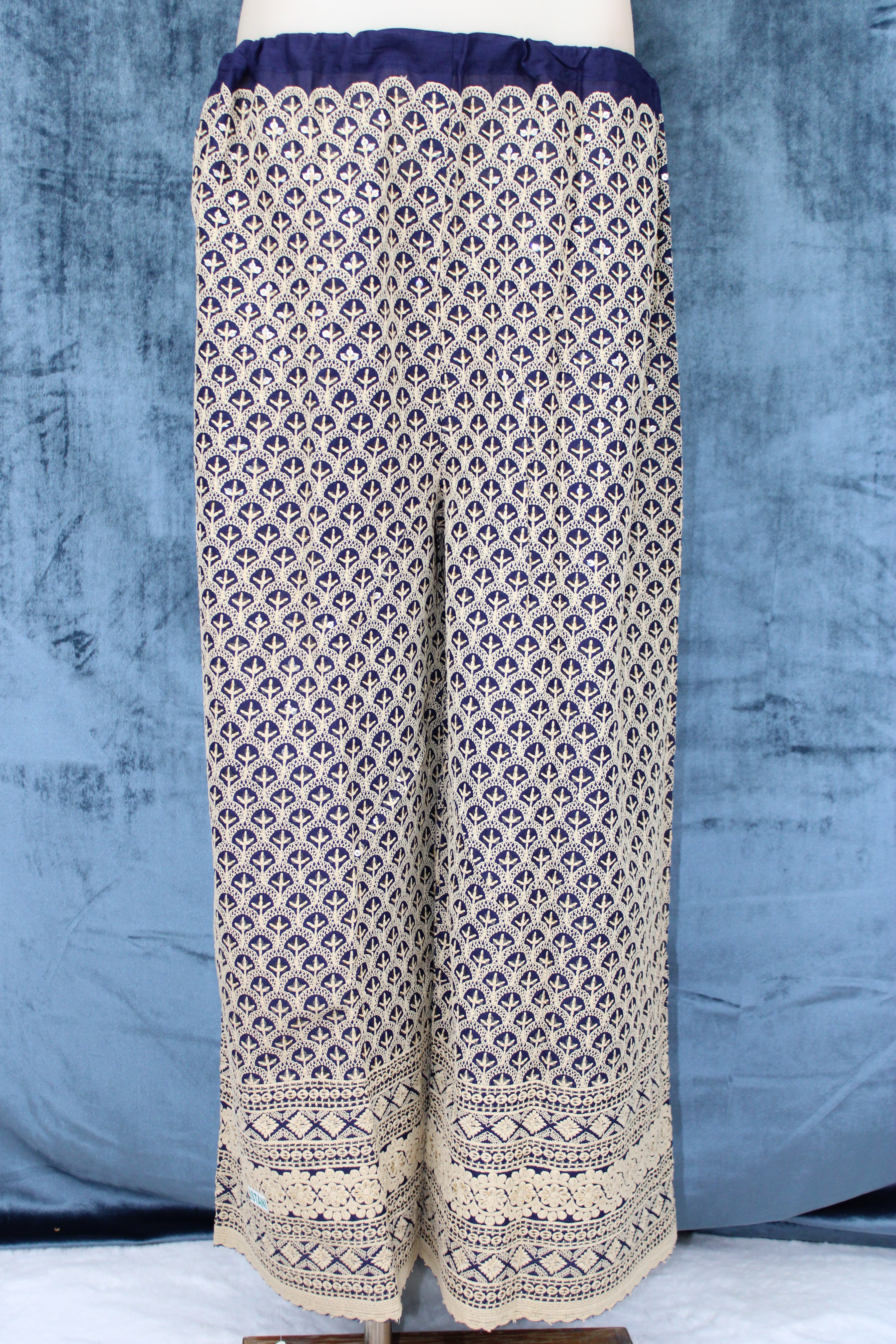 Mastani Contrast Embroidery - Plazo Pant