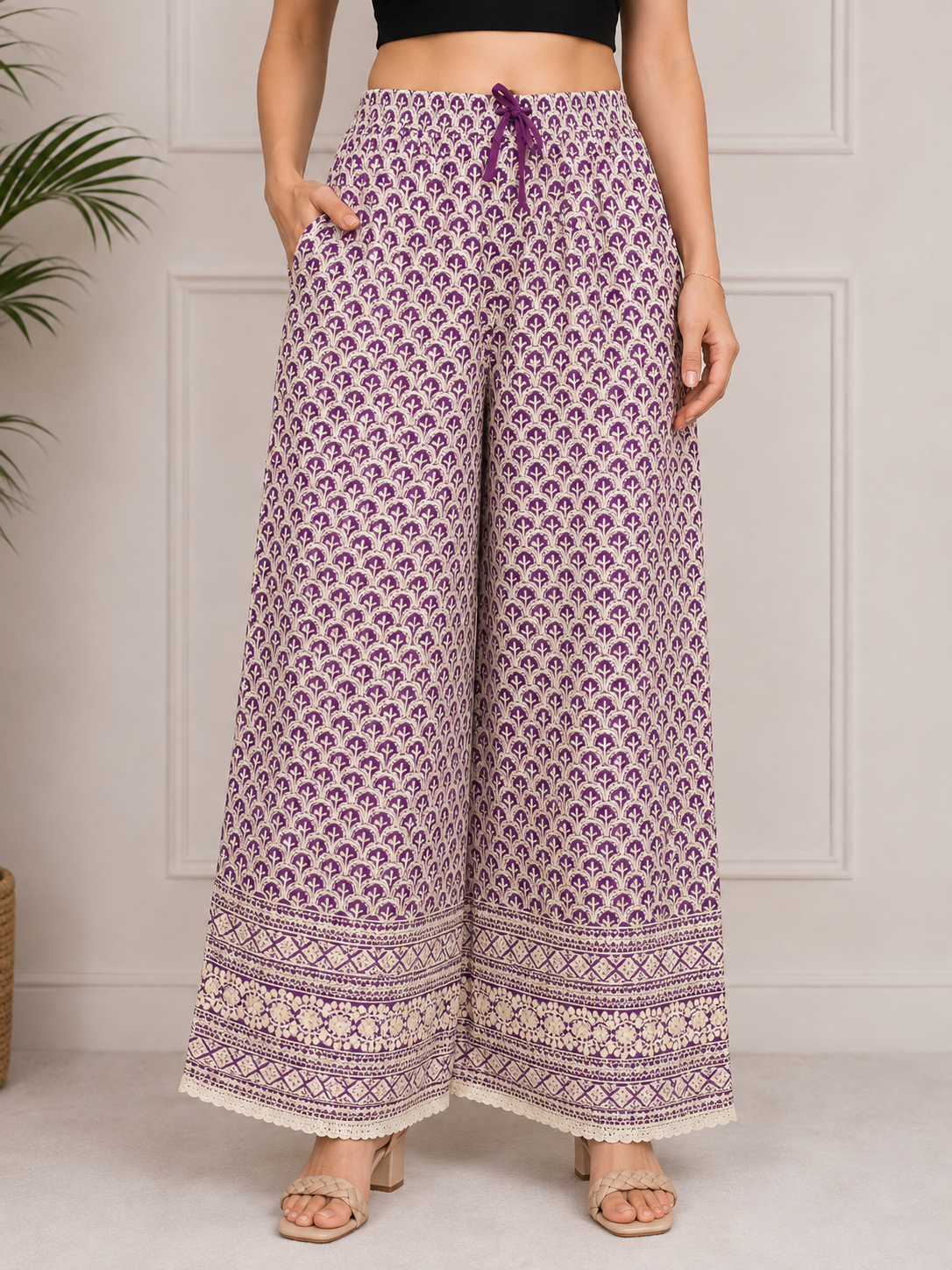 Mastani Contrast Embroidery - Plazo Pant