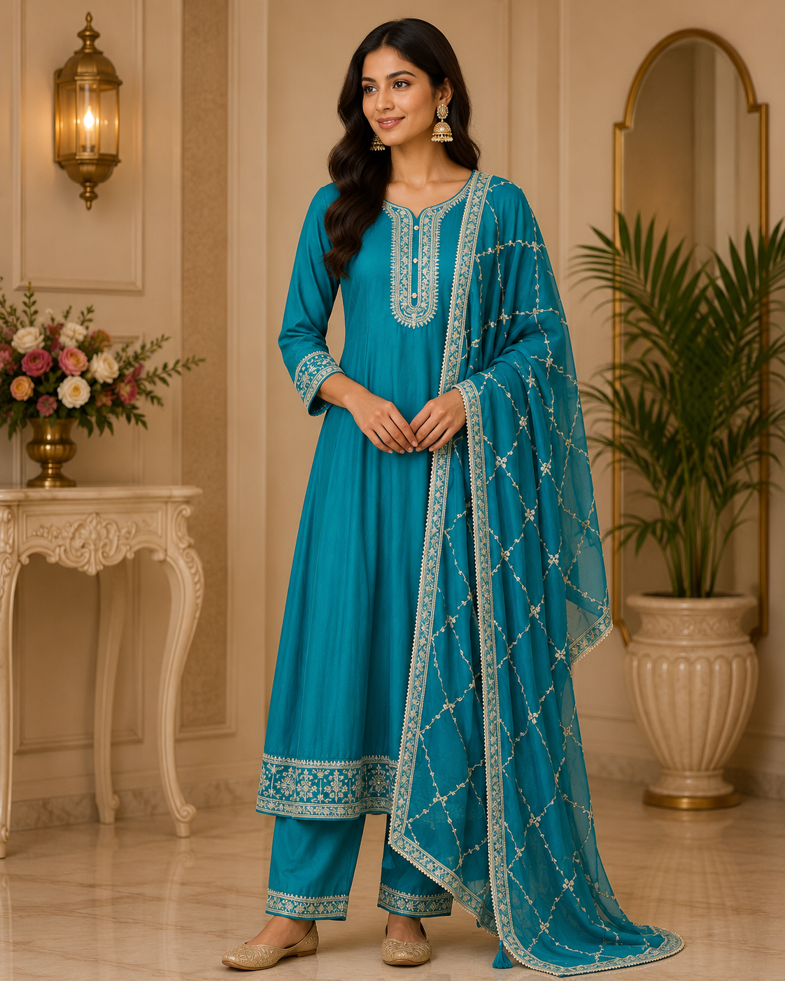 Maya - Vichitra Flare Embroidery Anarkali Suit