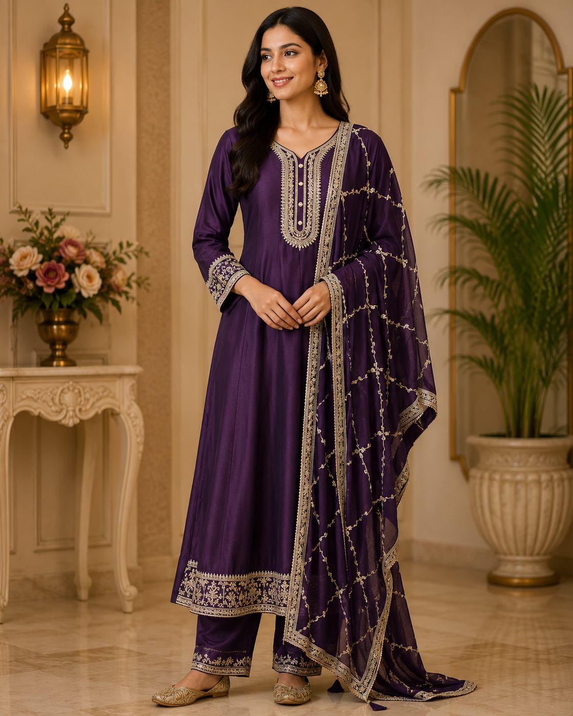 Maya - Vichitra Flare Embroidery Anarkali Suit