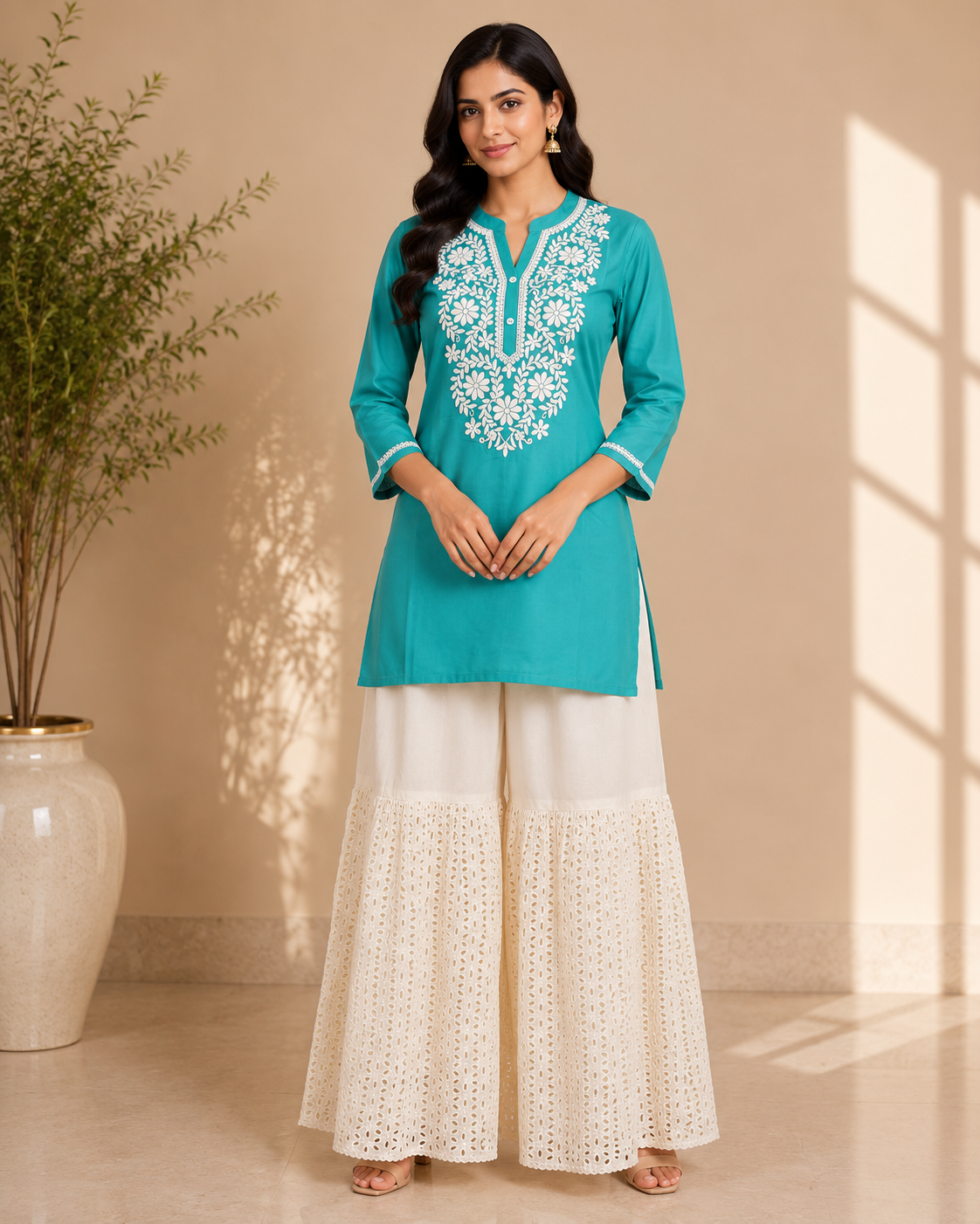 Mayara - Cotton Embroidery Short Kurti