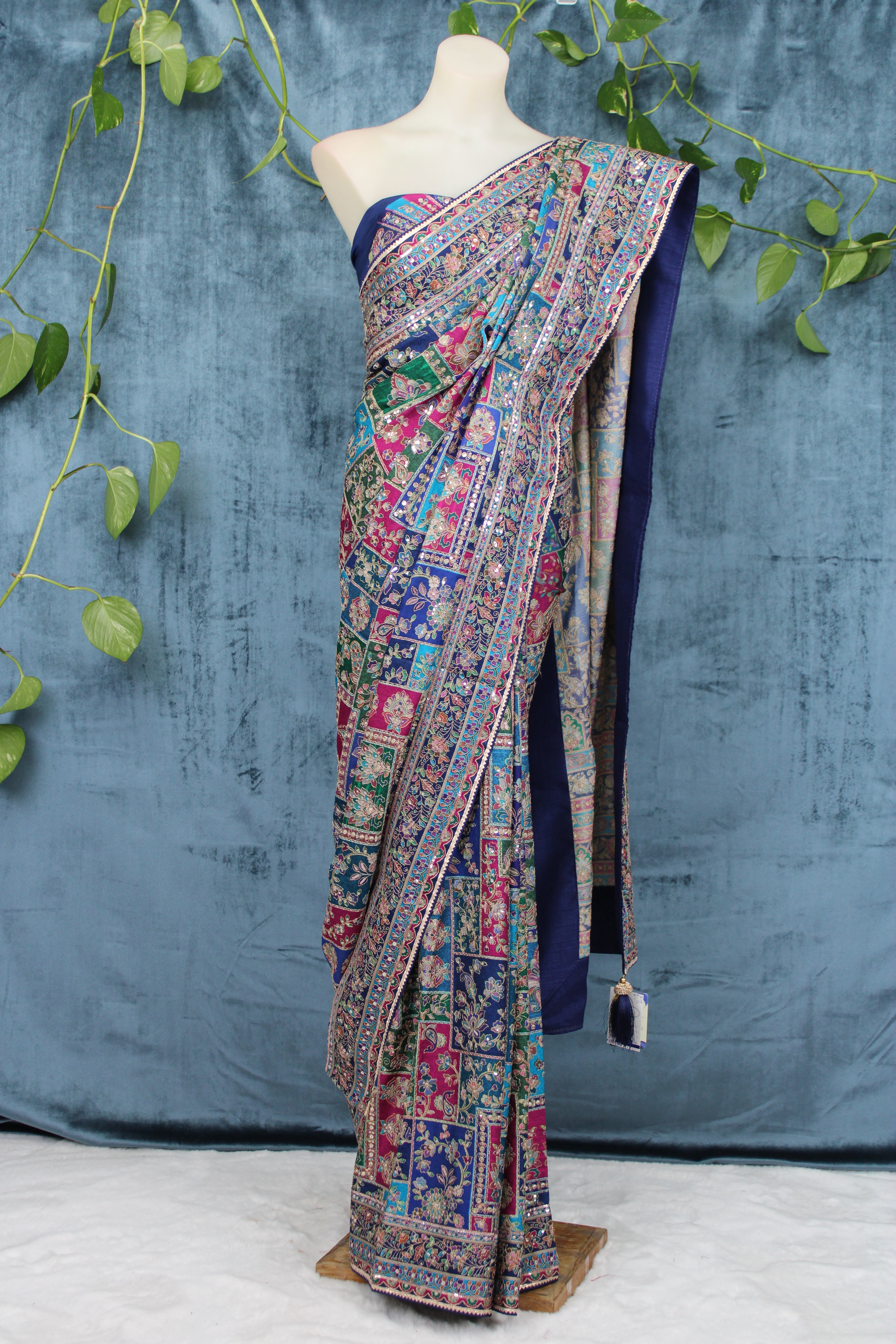 Menka - Crape Silk Embroidery Saree