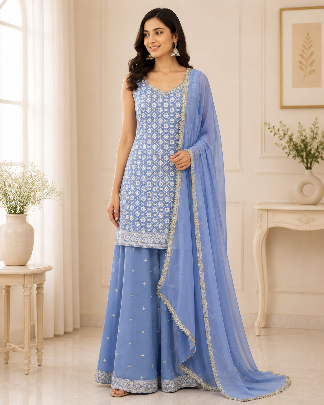 Mirza - Georgette Embroidery Plazo Set