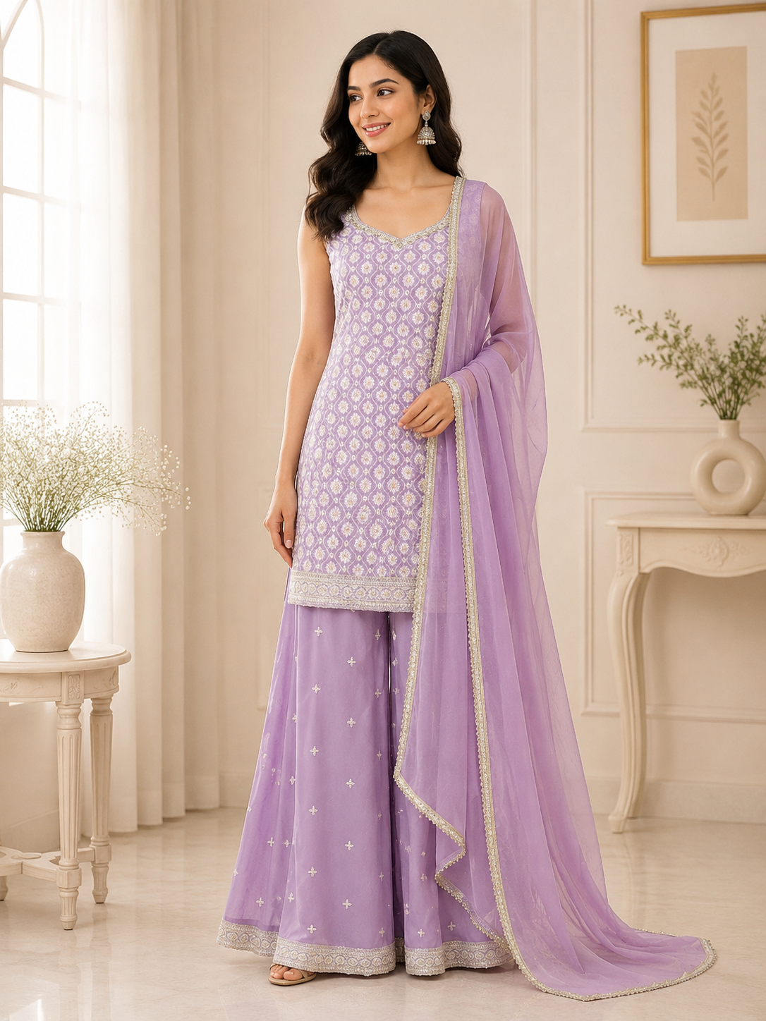 Mirza - Georgette Embroidery Plazo Set